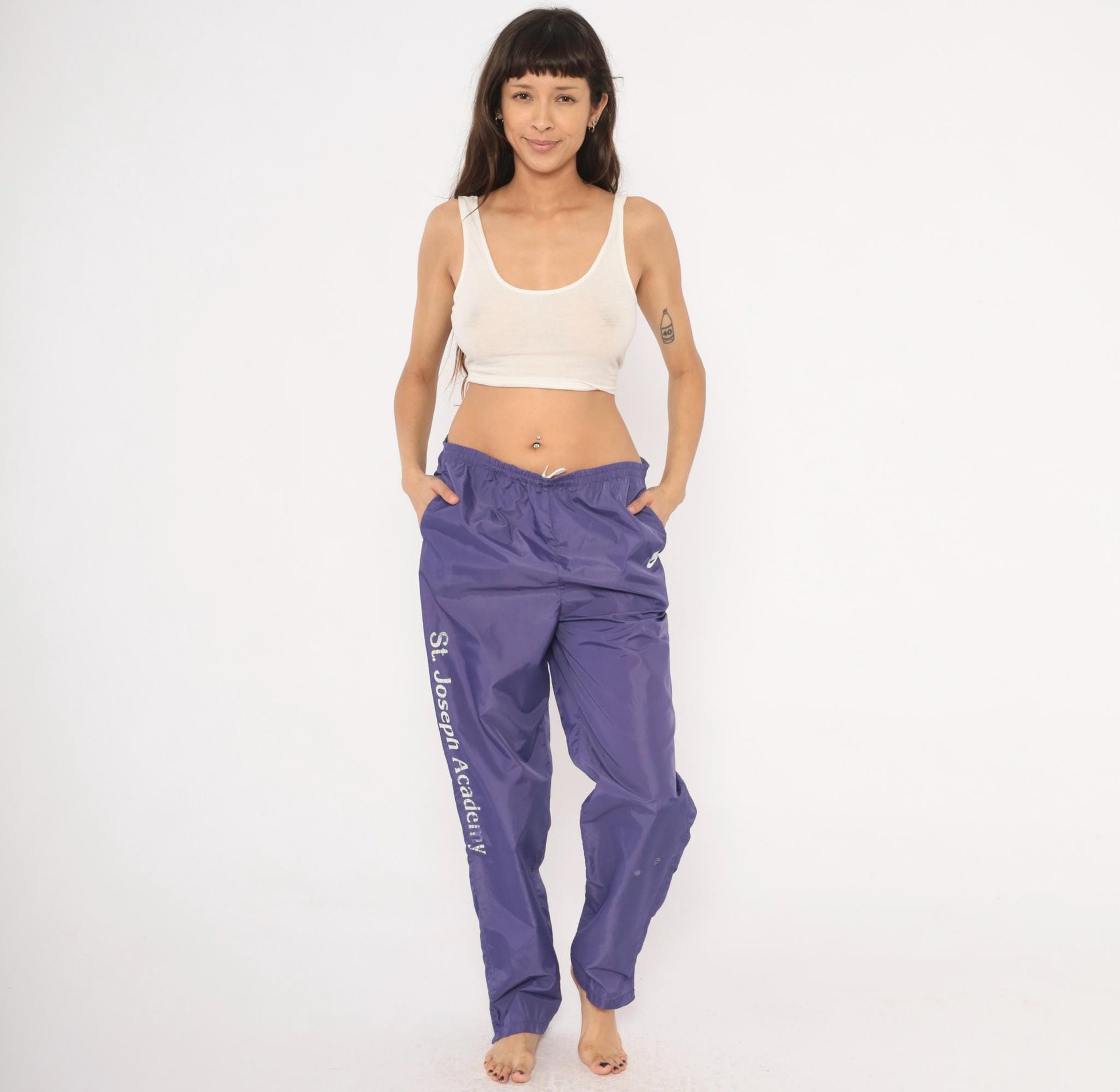 90s Nike Purple Nylon Windbreaker Pants Straight Leg Large L