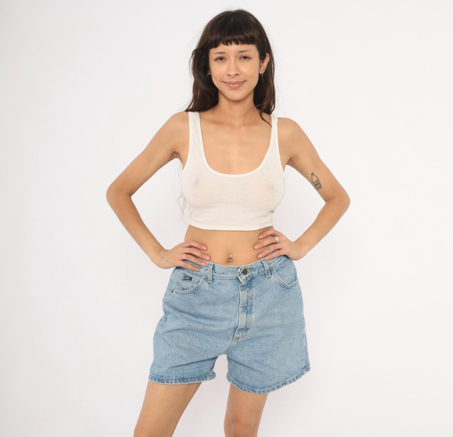 90s Lee Light Wash Denim Shorts High Rise Relaxed Fit Women's 30