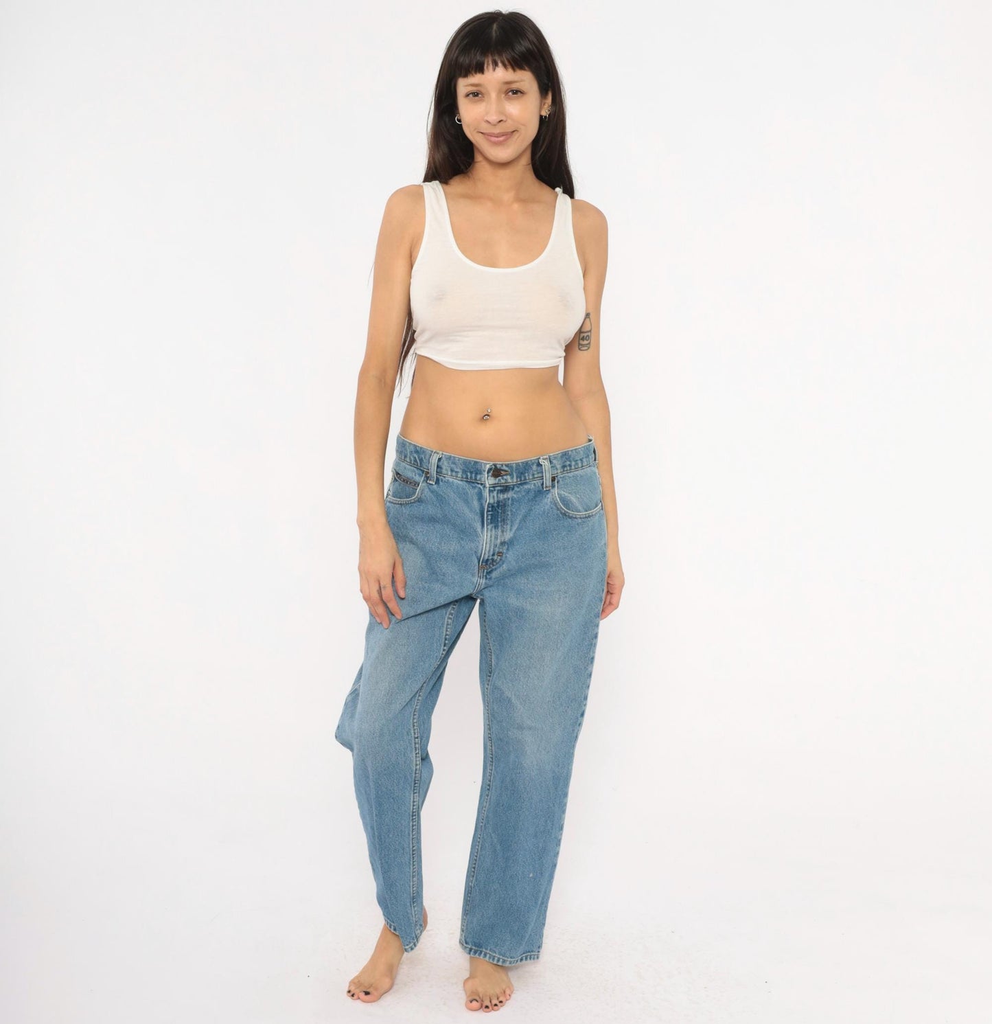 L.L. Bean Straight Leg Jeans 90s Medium Wash Denim Blue Cotton 35x29