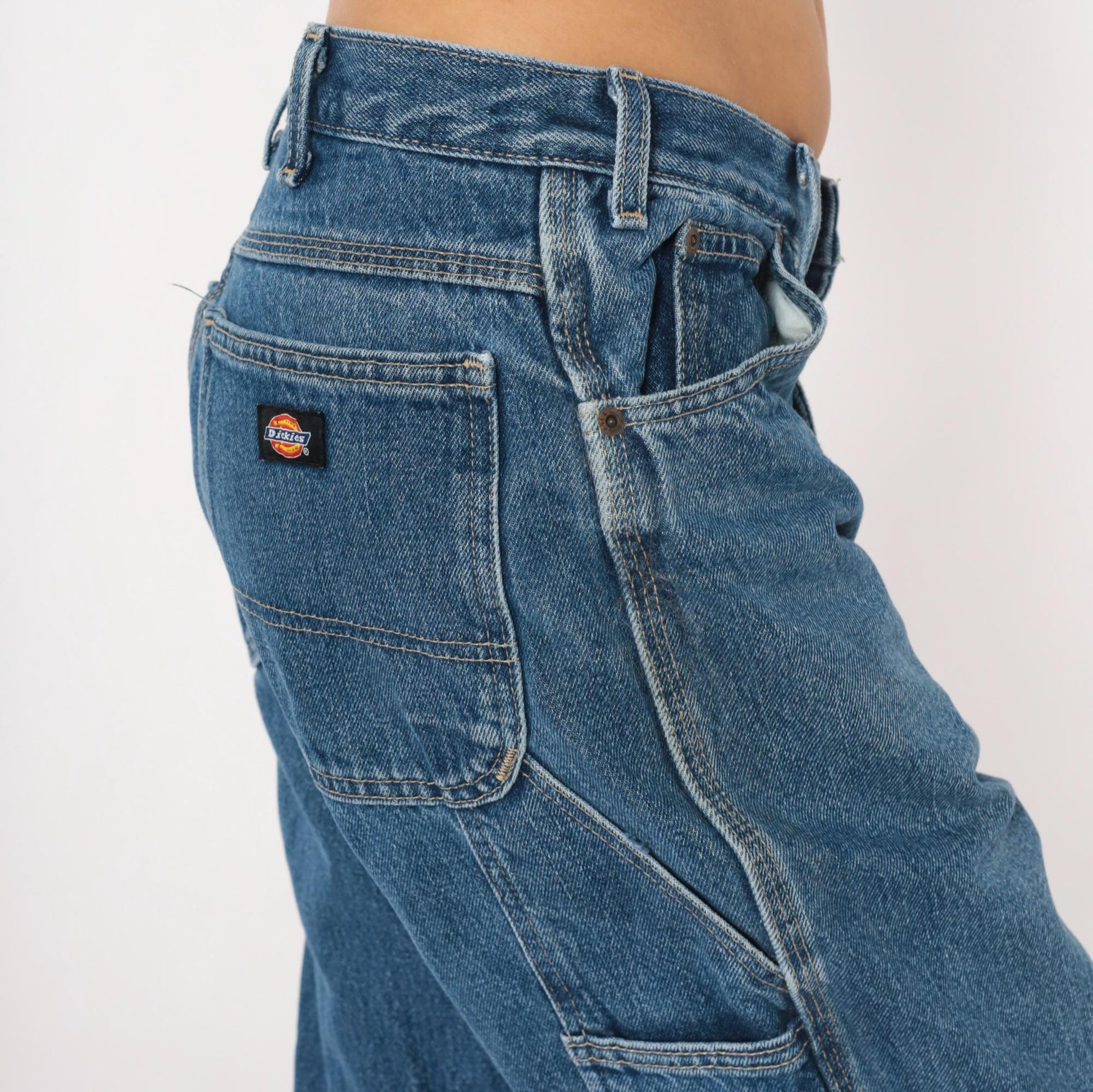 Dickies Carpenter Jeans 90s Cobalt Blue Denim Straight Leg Utility 33x32