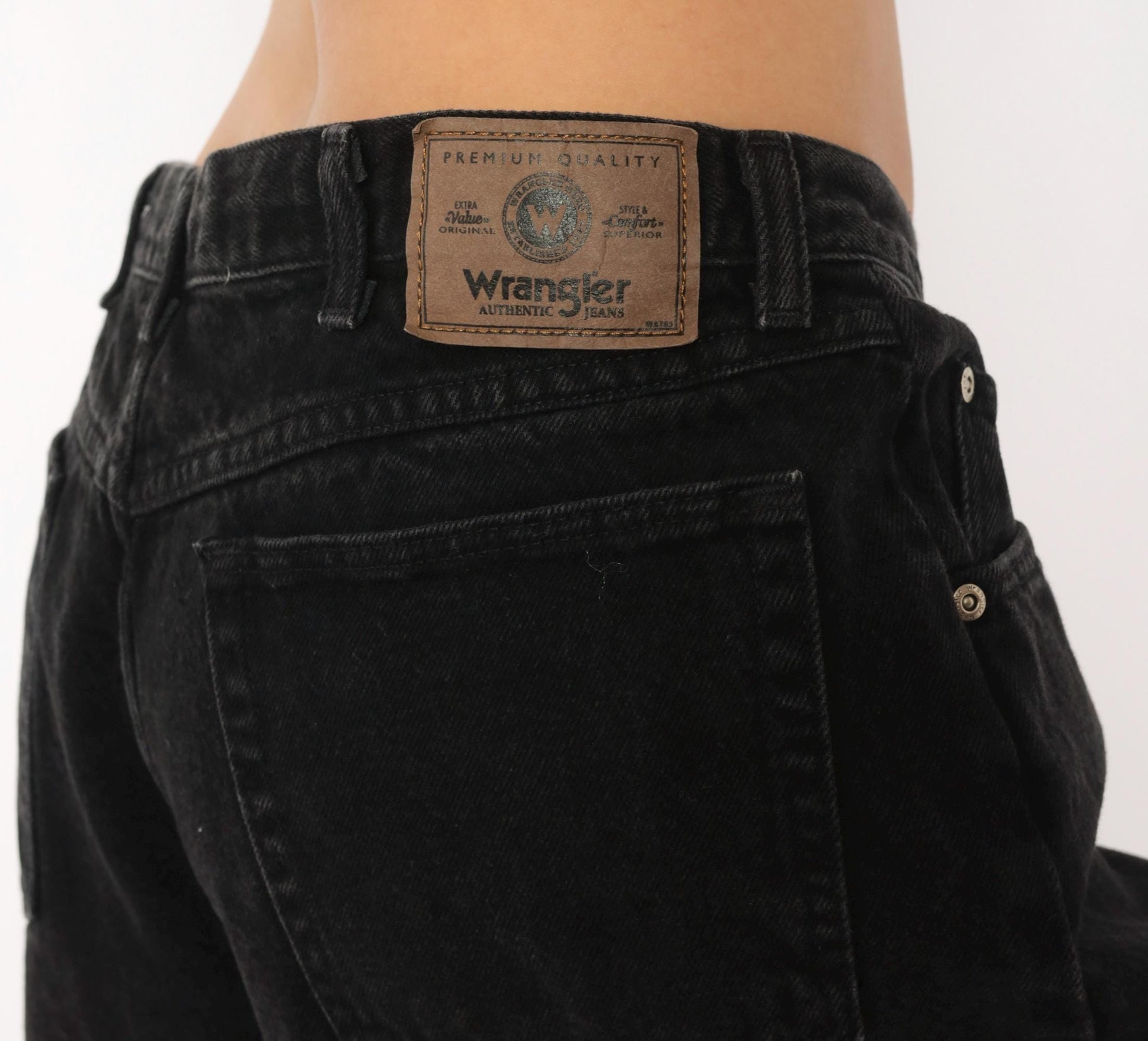 2000s Wrangler Black Denim Jeans Relaxed Fit Straight Leg Cotton 36 x 33