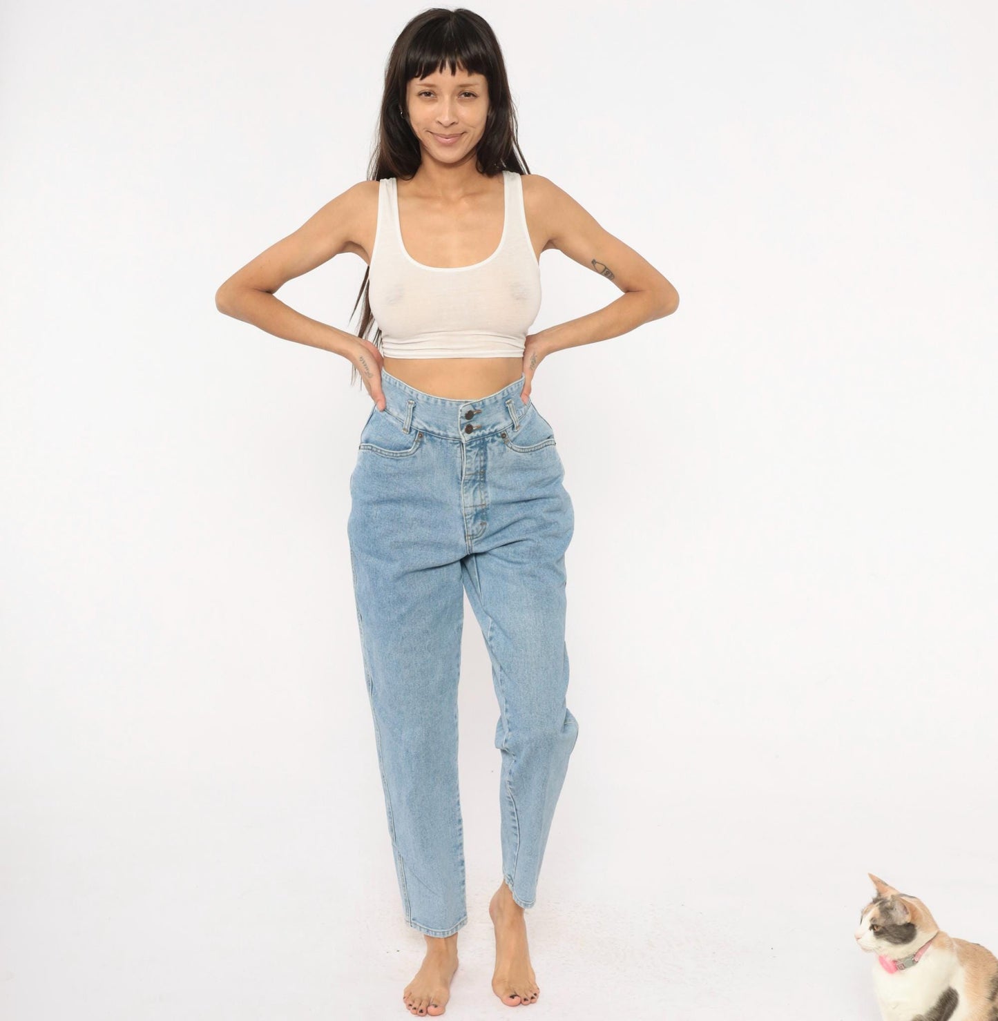 90s Sostanza Workwear Mom Jeans Light Wash High Rise Tapered Extra Small XS