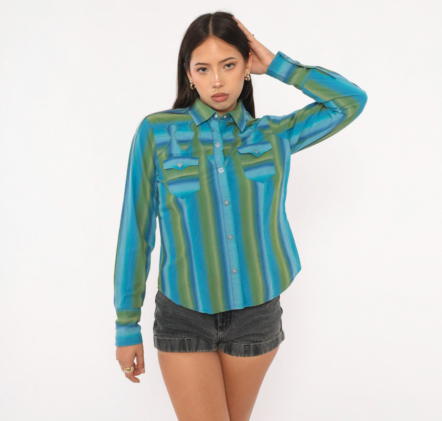 2000s Roper Western Shirt Striped Snap Button Cotton Yoke Small S