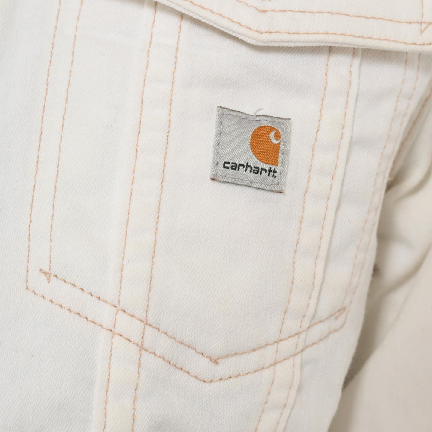 2000s Carhartt Denim Jacket White Contrast Stitch Trucker Medium M