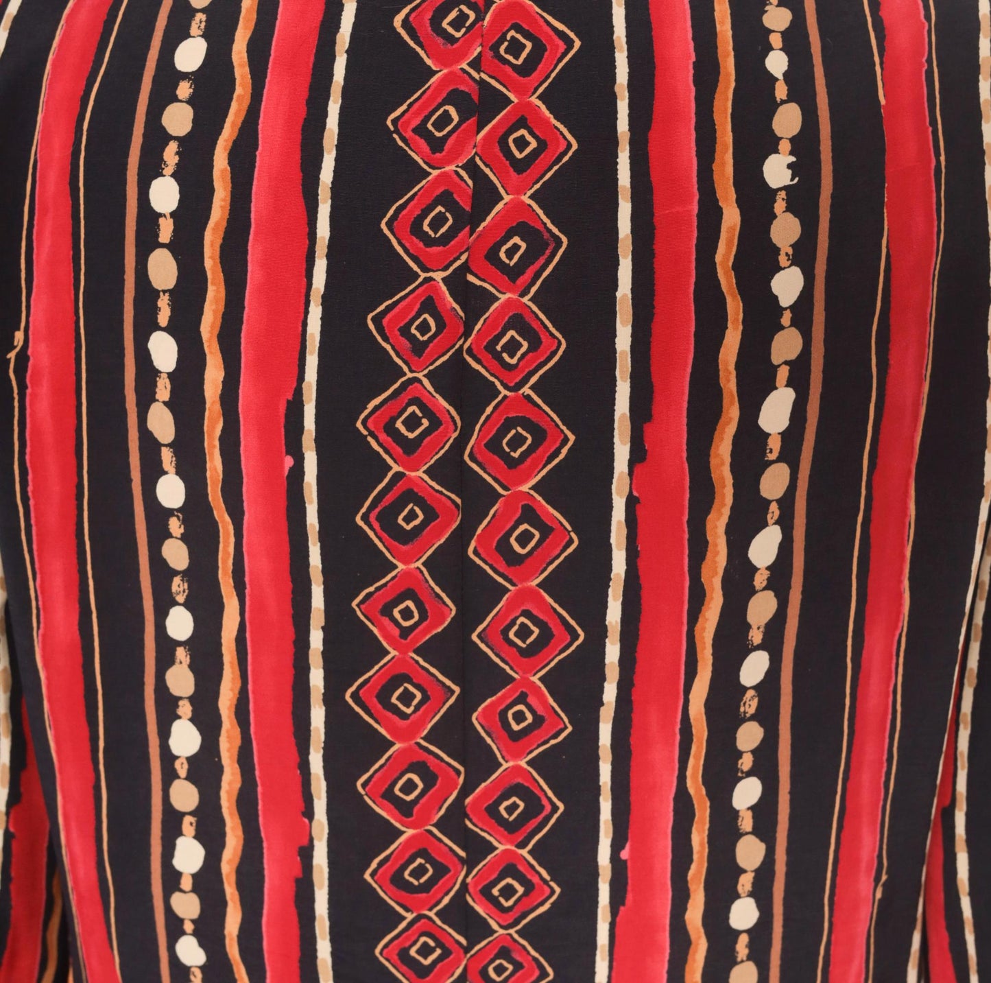 90s Southern Lady Tribal Stripe Blazer Collarless Geometric Black Small