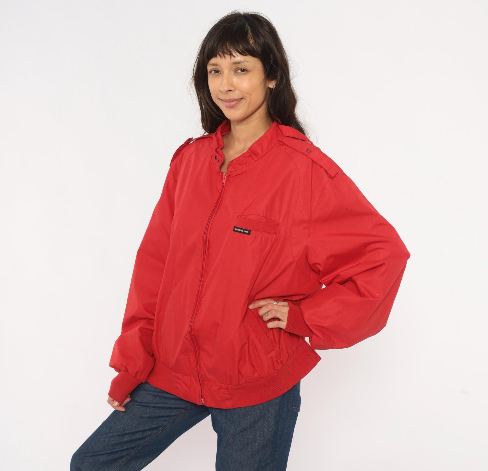 80s Members Only Red Bomber Jacket Café Racer Cotton Snap Collar Plus Size XXL