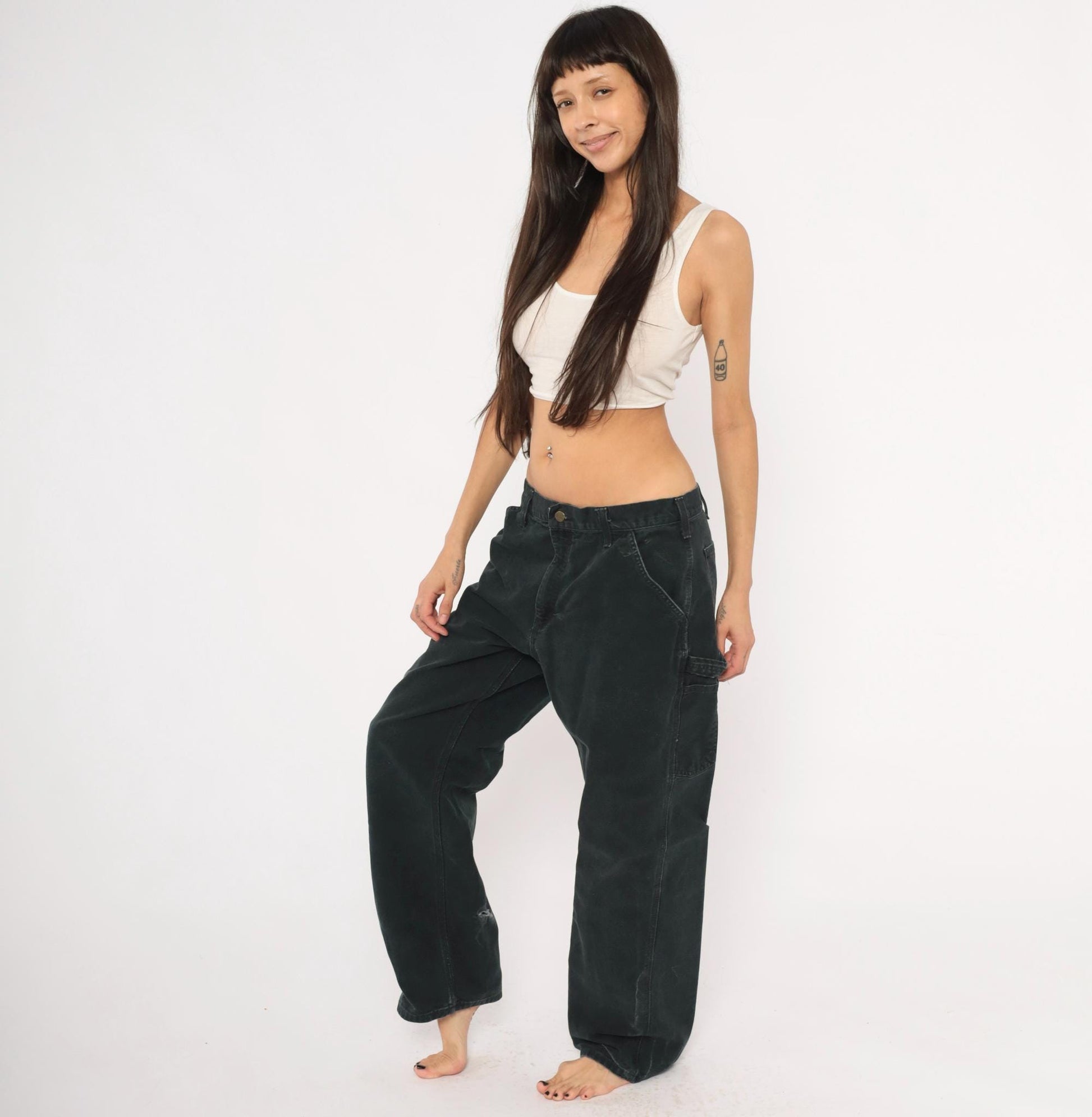 90s Carhartt Black Canvas Carpenter Pants Relaxed Straight Leg Large L