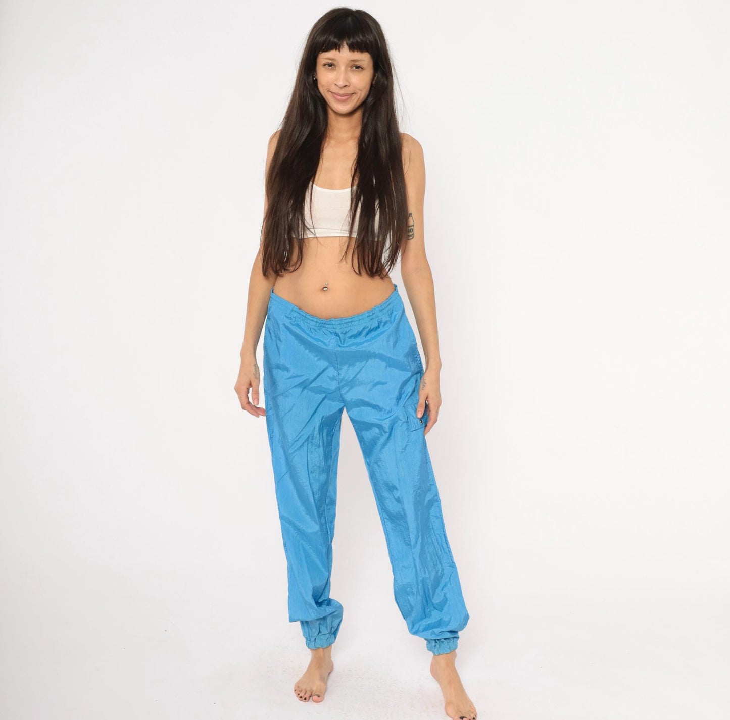 90s Converse Windbreaker Track Pants Sky Blue Nylon Large L