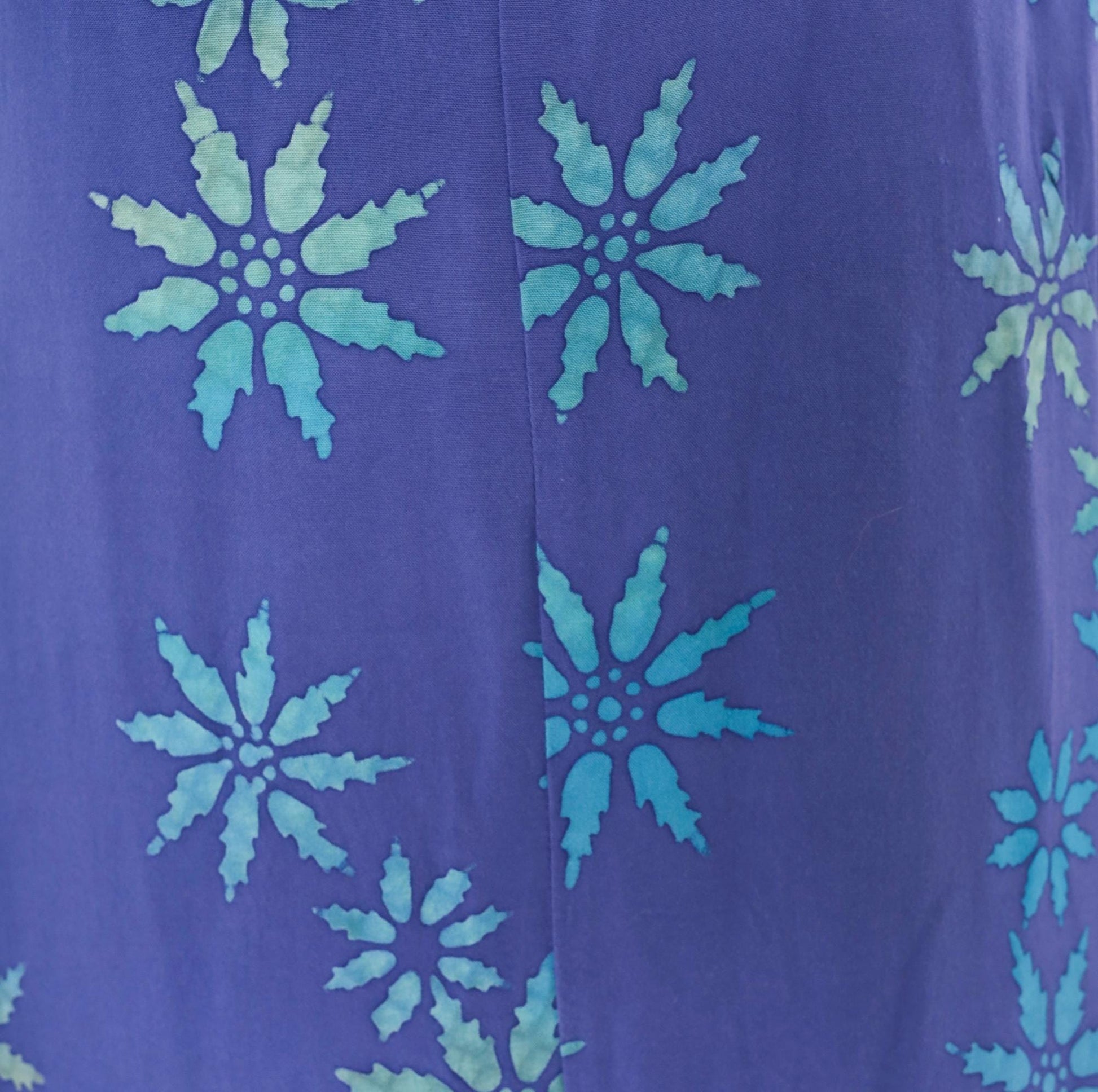 90s Temptation Batik Maxi Dress Purple Teal Starburst Floral Sleeveless Medium