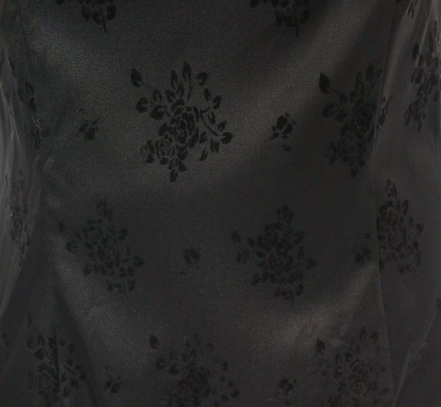 90s City Triangles Black Damask Floral Jacquard Mini Dress Boat Neck Large L