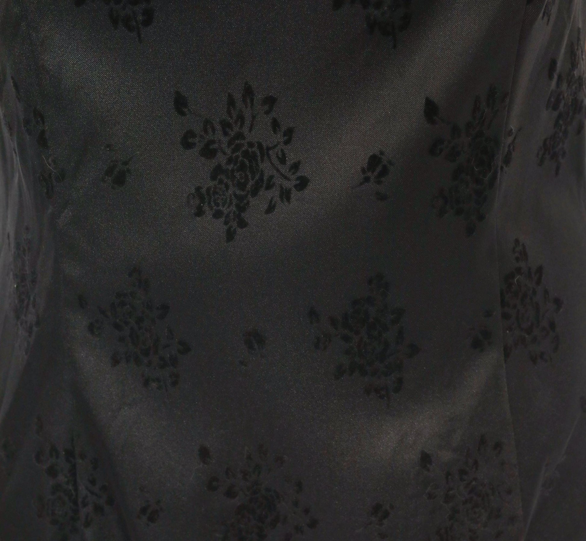 90s City Triangles Black Damask Floral Jacquard Mini Dress Boat Neck Large L