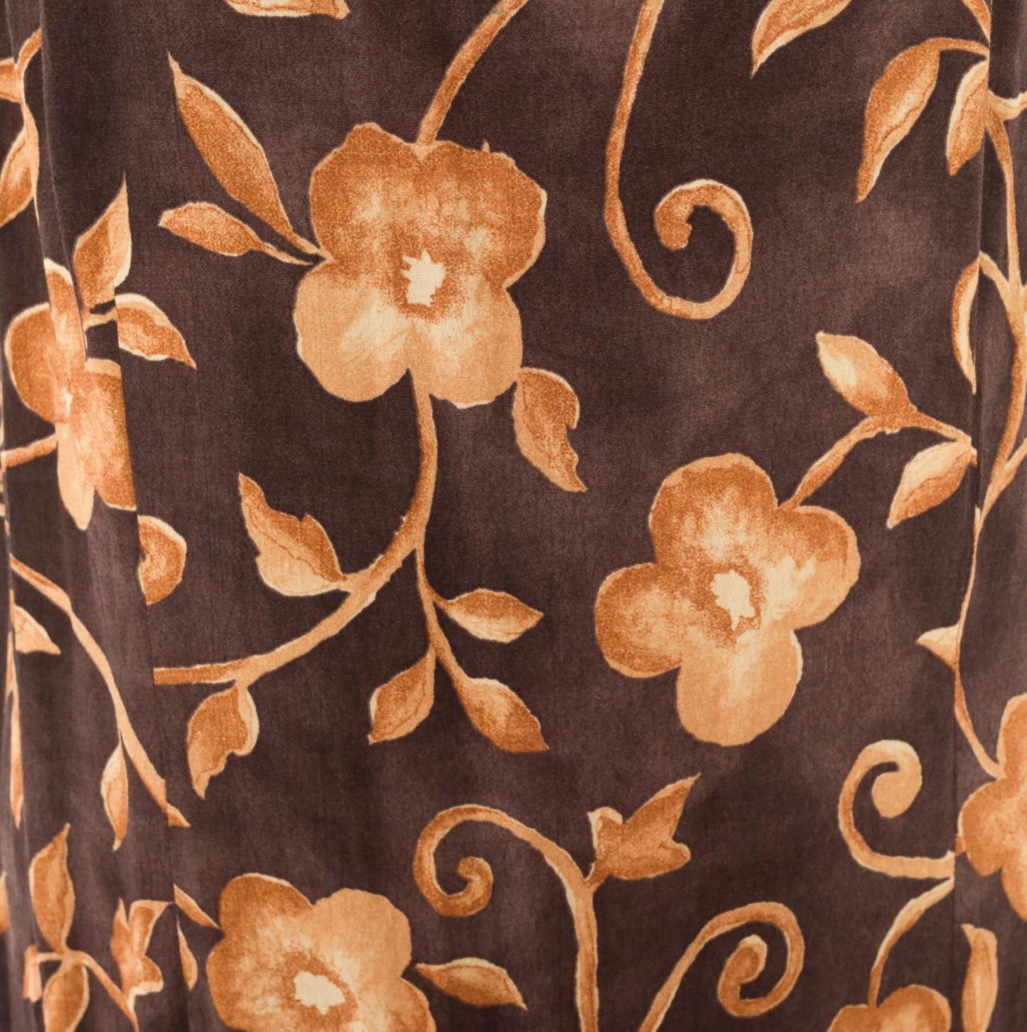 90s AGB Floral Maxi Dress Brown Gold Vine Sleeveless V Neck Plus Size XXL