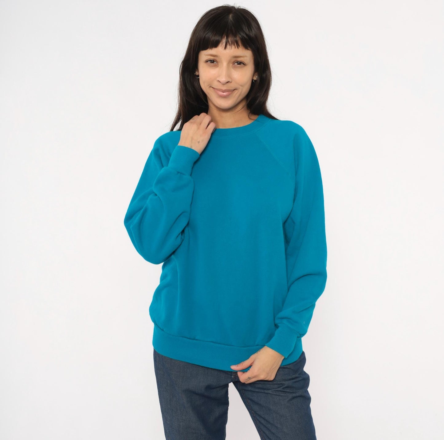 80s Pannil Teal Raglan Sweatshirt Crewneck Pullover Extra Large XL