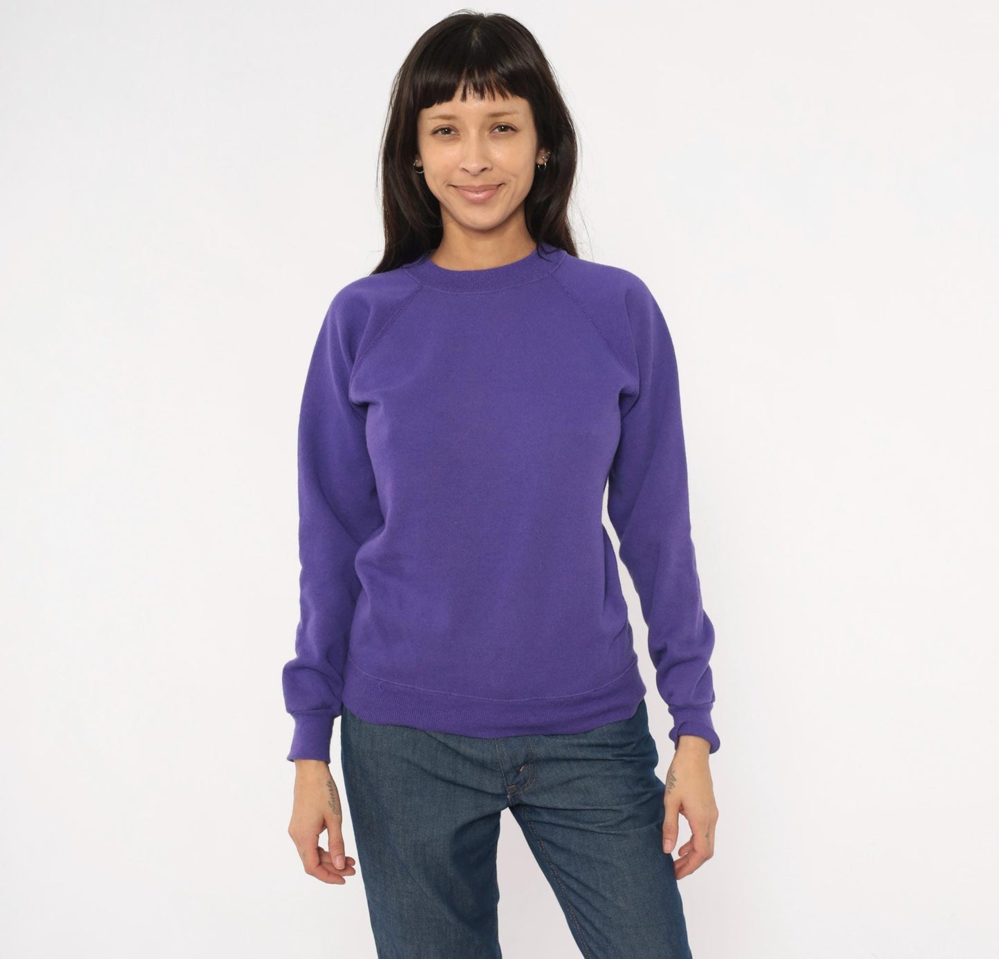 90s Hanes Sport Purple Crewneck Sweatshirt Raglan Sleeve Small S