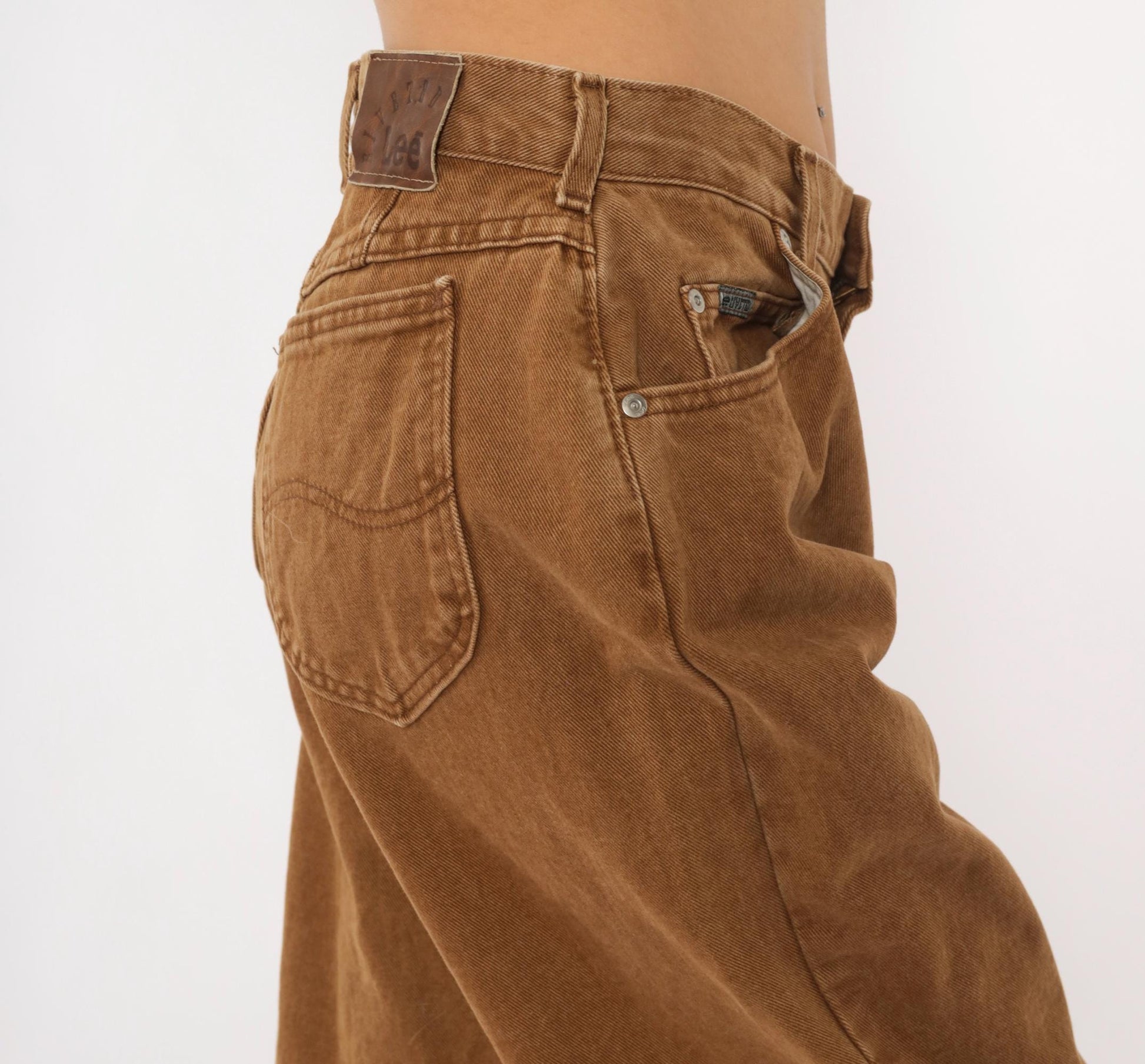 90s Lee Brown Tapered High-Waisted Jeans Denim Tan Cotton Medium M