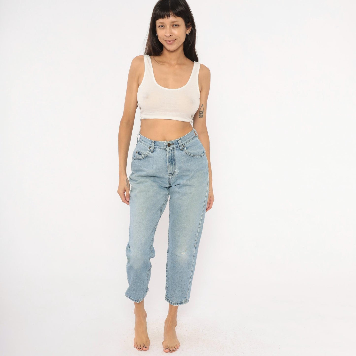 90s Lee Mom Jeans Light Wash High Waisted Tapered Denim Petite Small