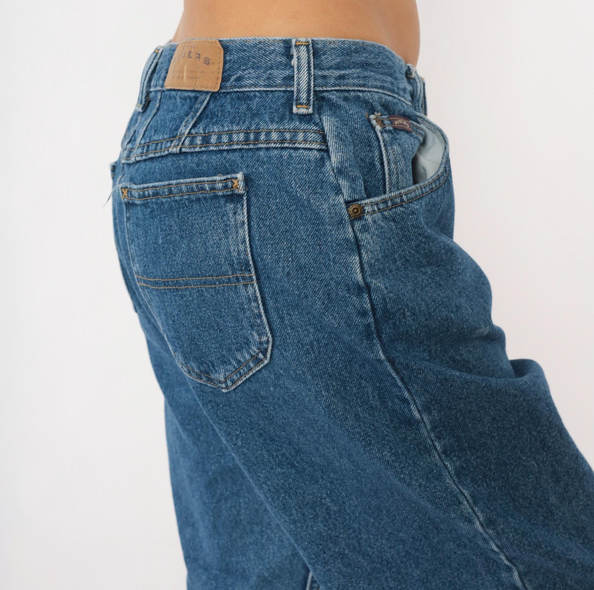 90s Riders Mom Jeans High Waisted Stonewash Blue Denim Straight Leg Medium M