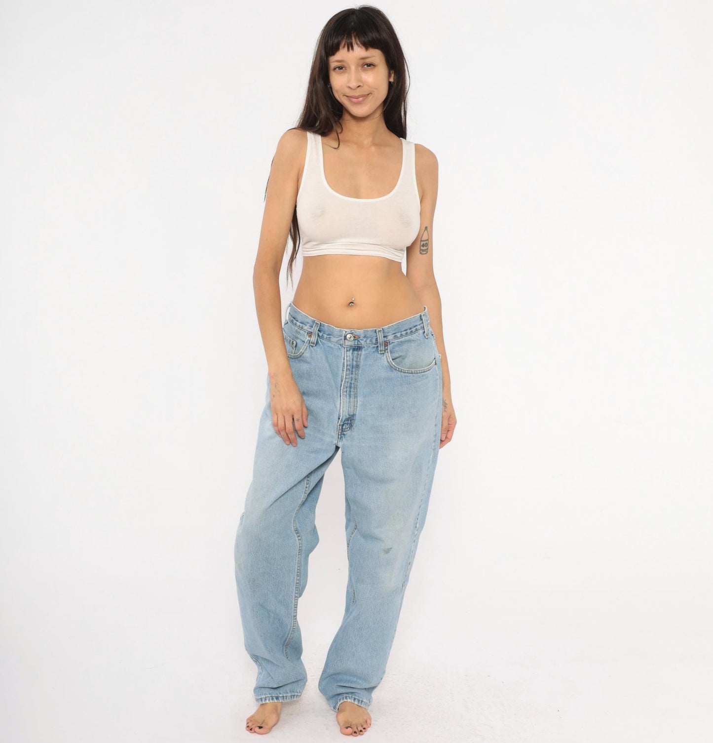 Levi's 550 Light Stonewash Denim Jeans 90s Relaxed Straight Leg High Waist 38x32