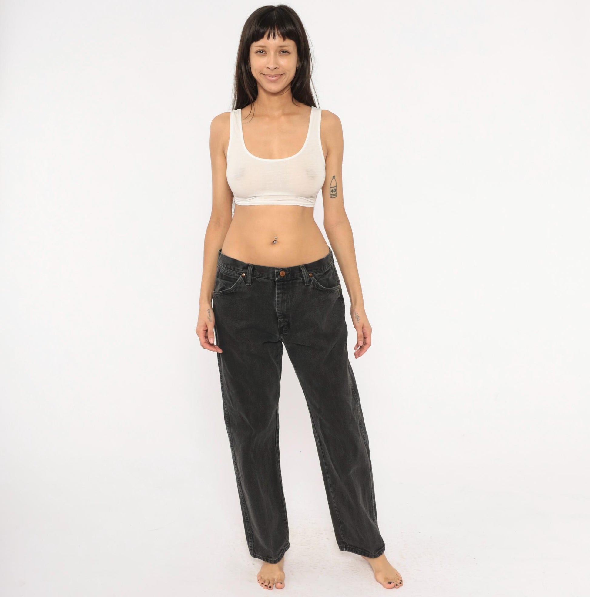 2000s Dickies Straight Leg Jeans Charcoal Faded Black Denim 38 x 32