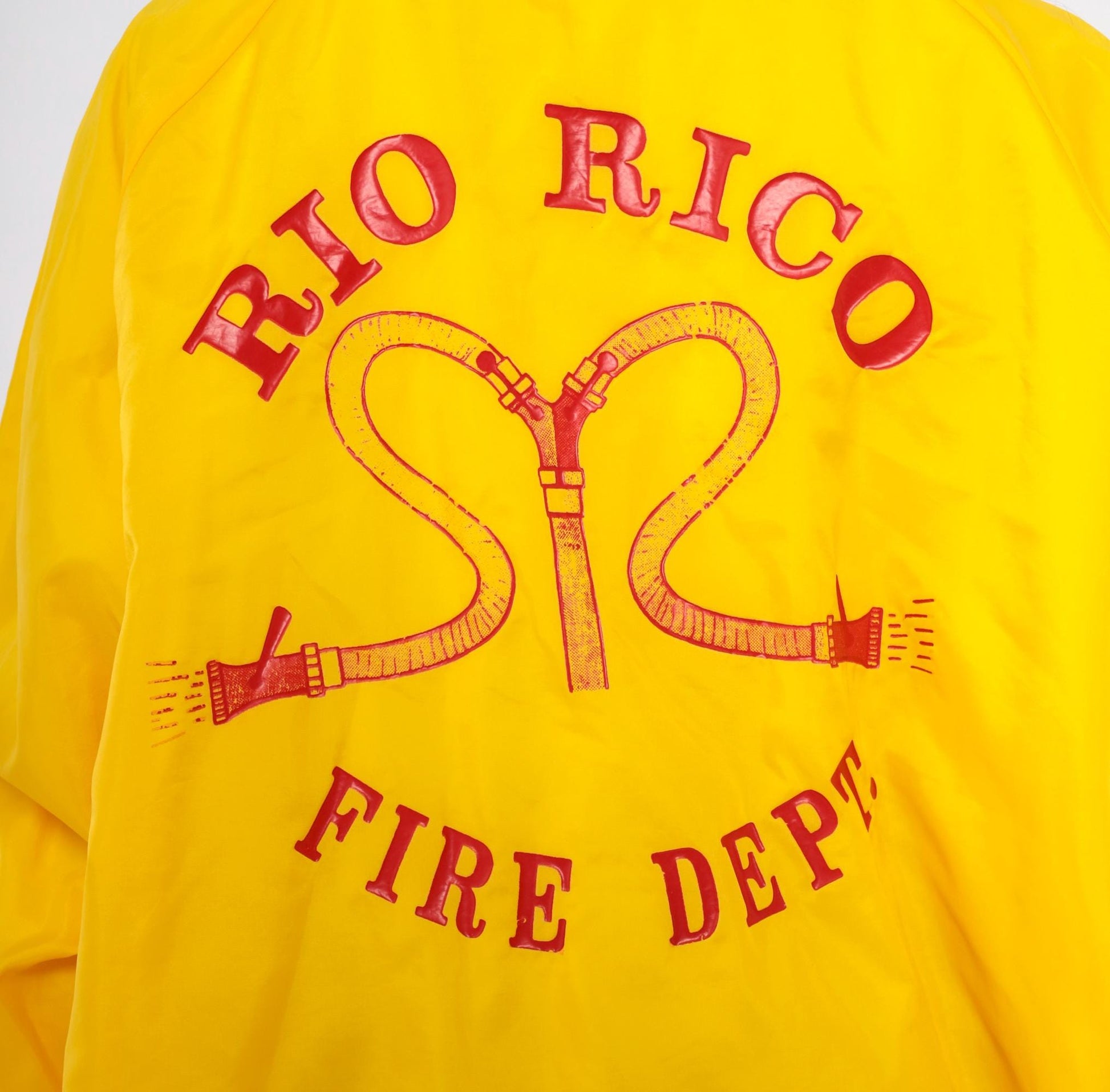 80s Rio Rico Fire Department Coach Jacket Yellow Nylon Windbreaker Extra Large XL