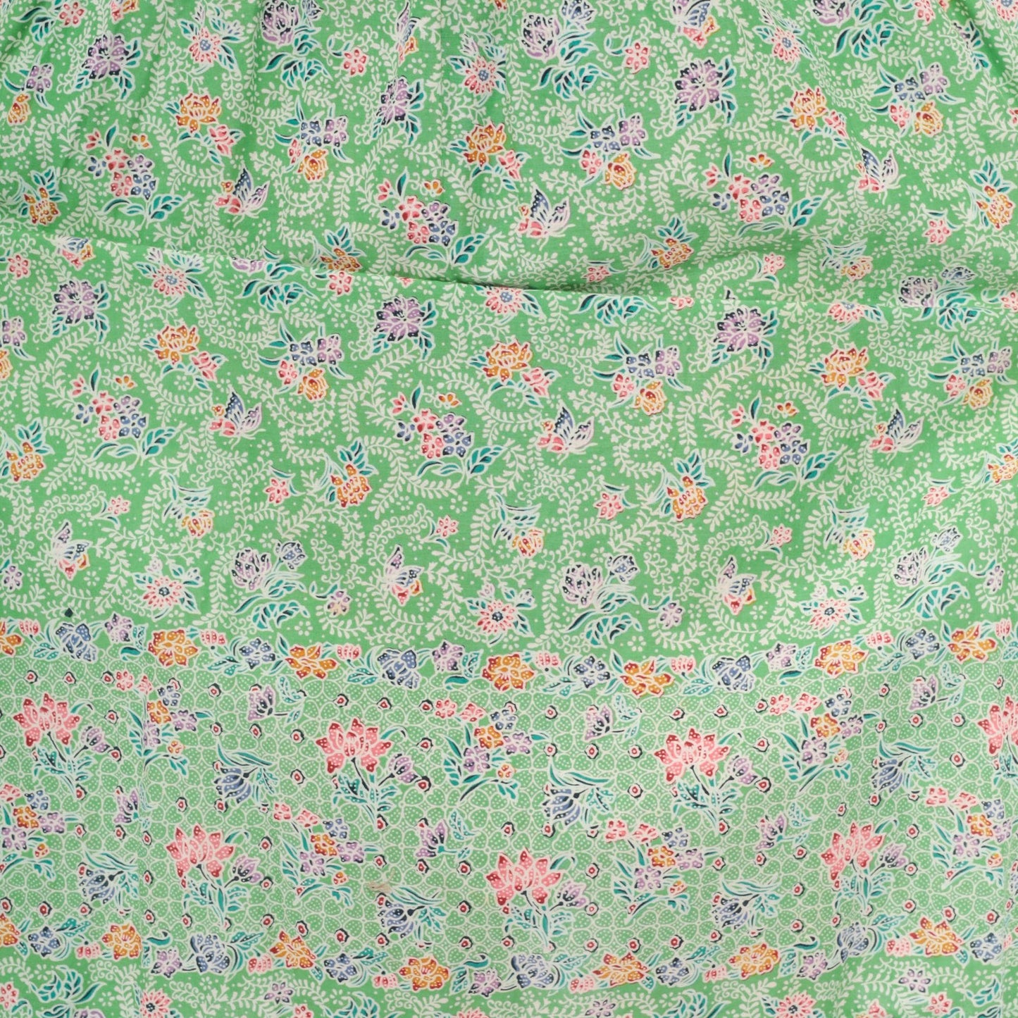70s Jane Schaffhausen Floral Midi Dress Puff Sleeve Cotton Green Botanical Medium M