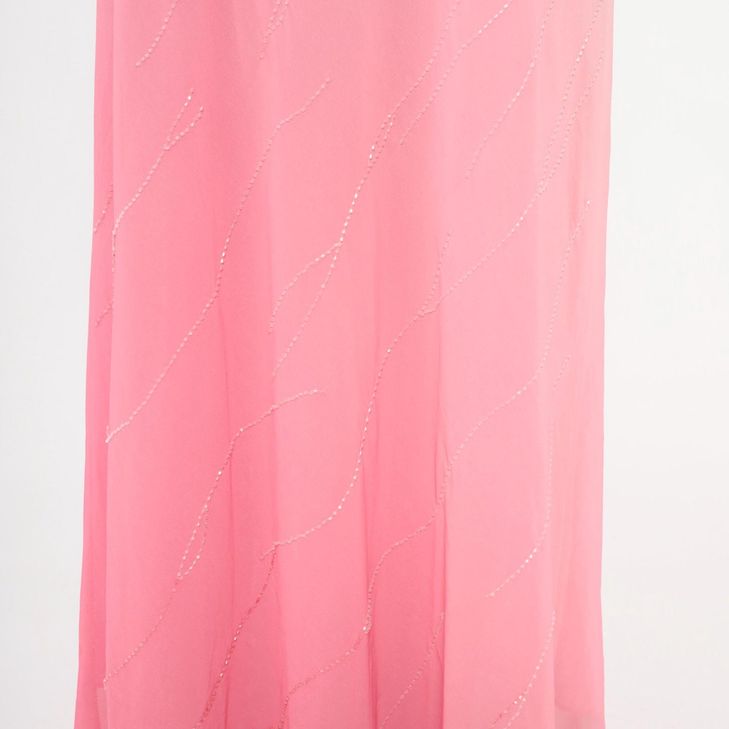 2000s Pink Ombre Beaded Maxi Gown Halter Chiffon Chelsea Nites Small