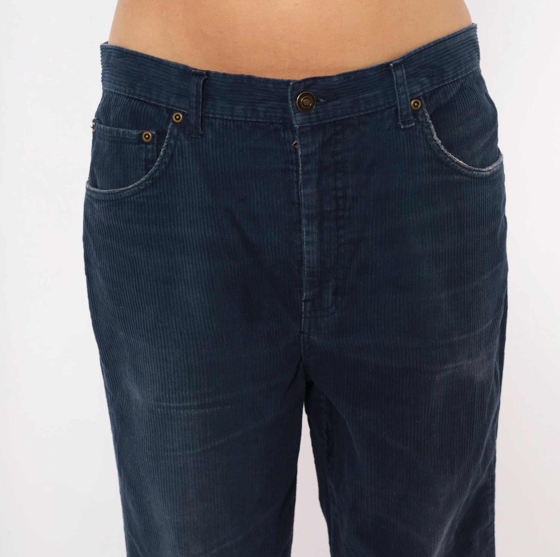 90s BCC Blues Navy Corduroy Pants Straight Leg Five Pocket 34/30