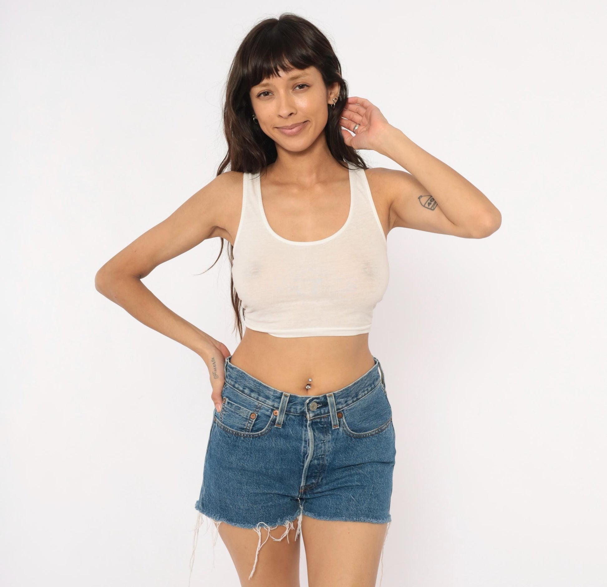 Levi's 501 Cutoff Shorts Blue Denim Button Fly High Rise Small