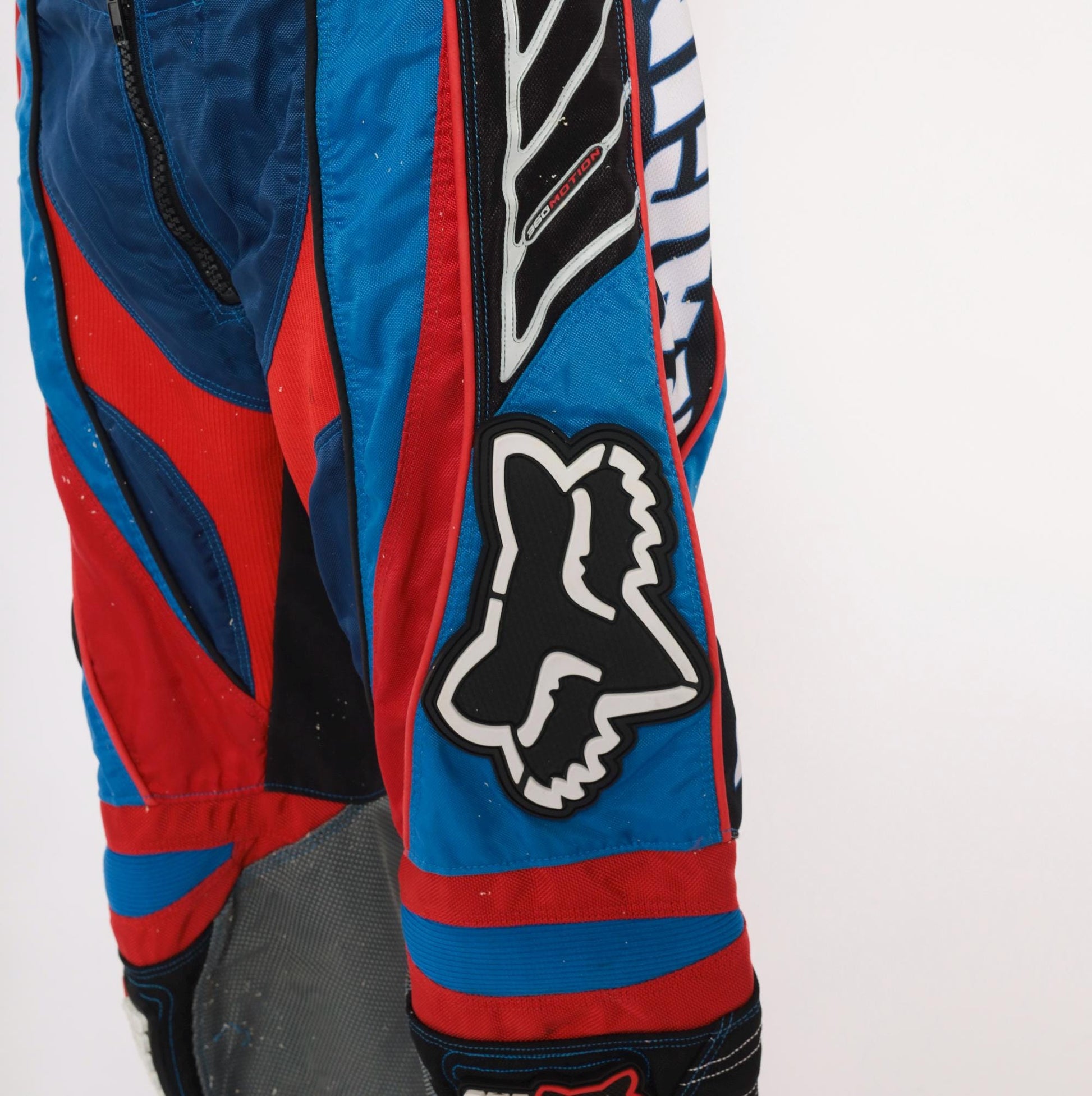 90s Fox Racing Motocross Pants Blue Red Black Colour-Block MX Trousers Large