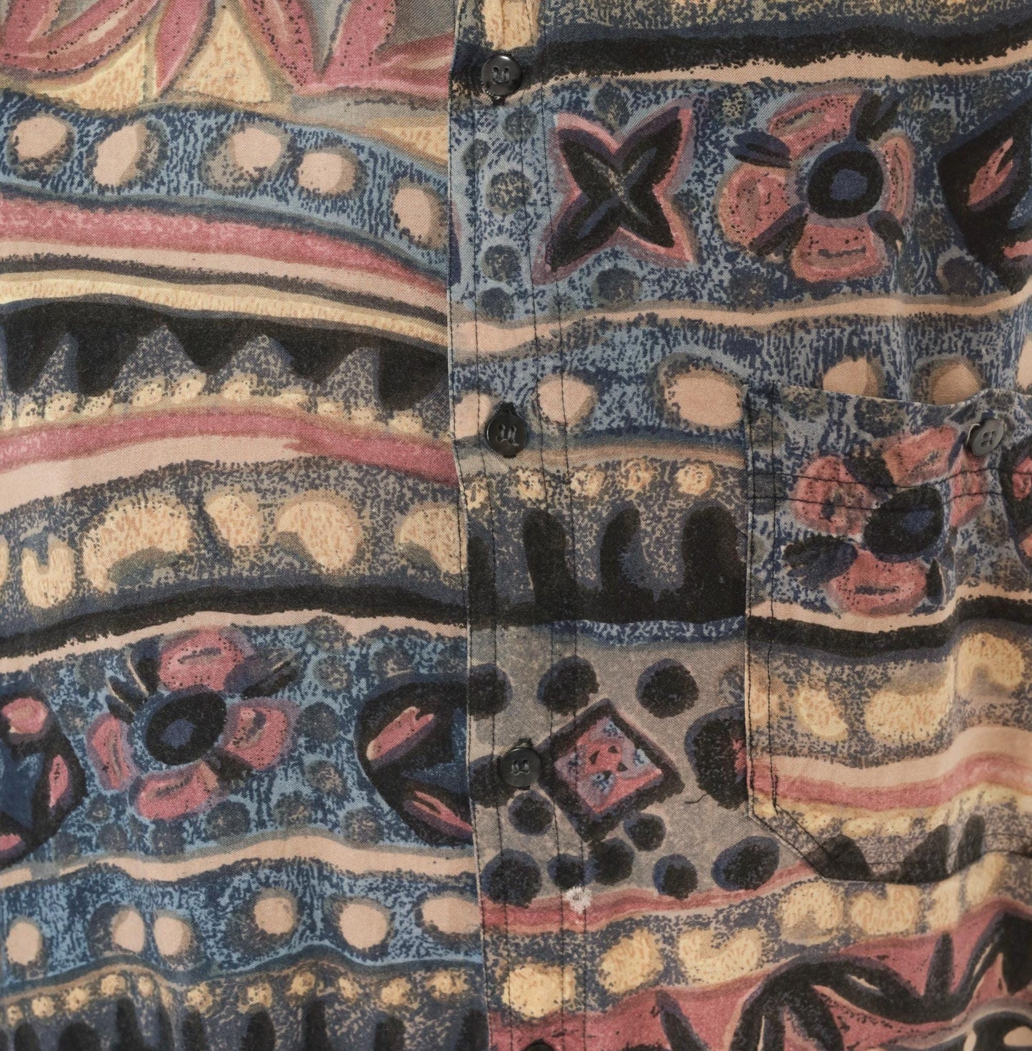 90s Hey Man Style Tribal Abstract Shirt Rayon Boxy Large L