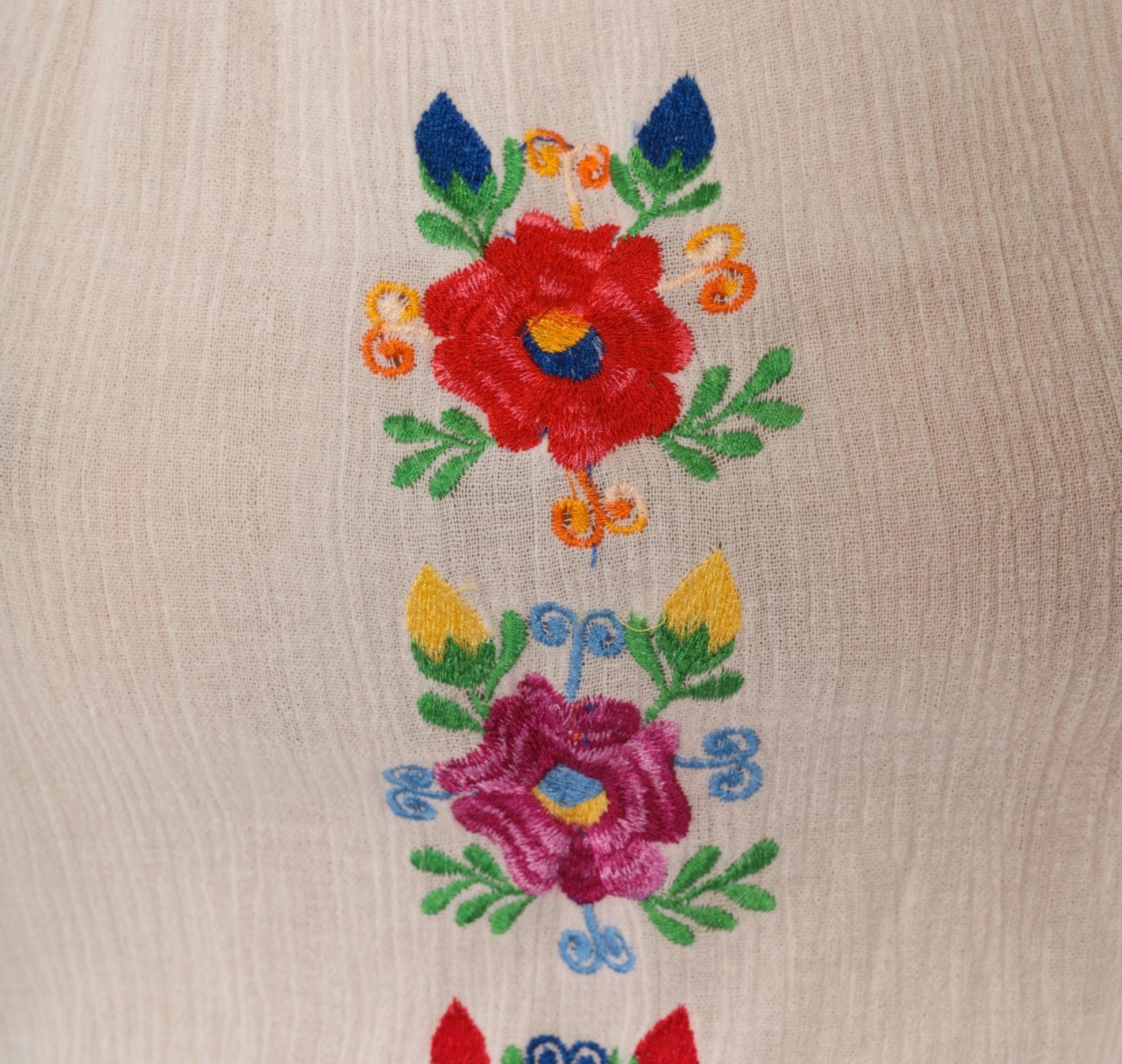 2000s Delias Peasant Blouse Embroidered Floral Crochet Cream Cotton XS