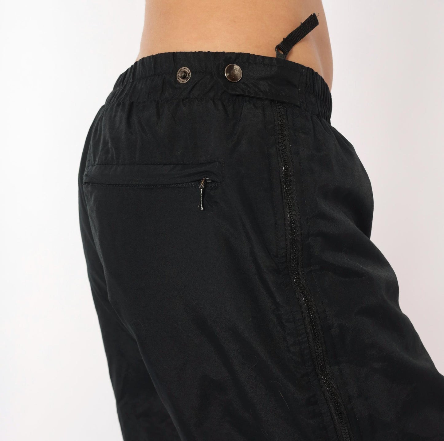 Obermeyer 2000s Black Ski Pants Full Side Zip Shell Nylon Large L