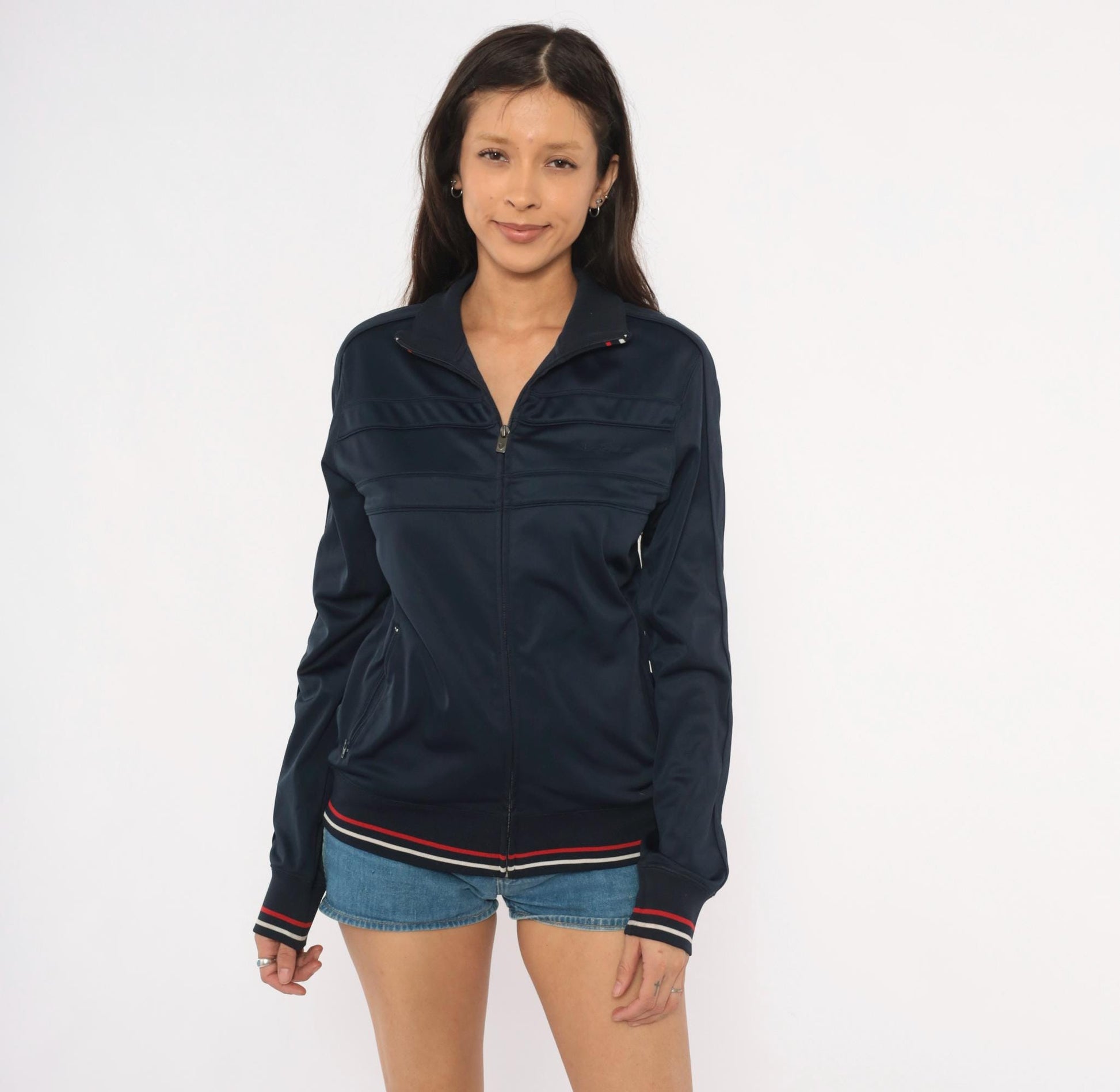 Ben Sherman Navy Track Jacket Y2K Striped Zip Windbreaker Small
