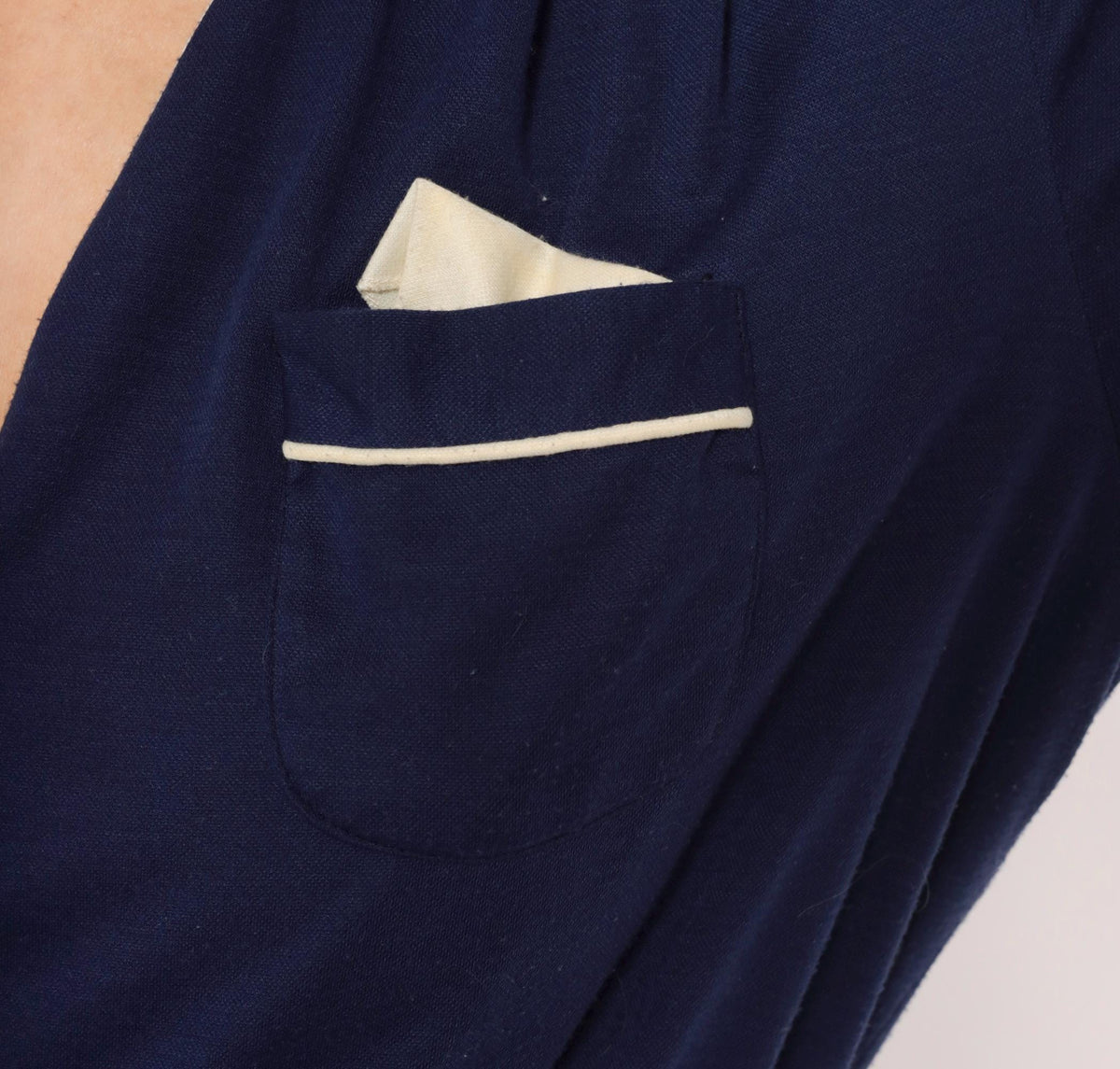 80s Ms. Sugar Navy Cotton Dress V-Neck Button Front Blouson Sleeve Medium Large
