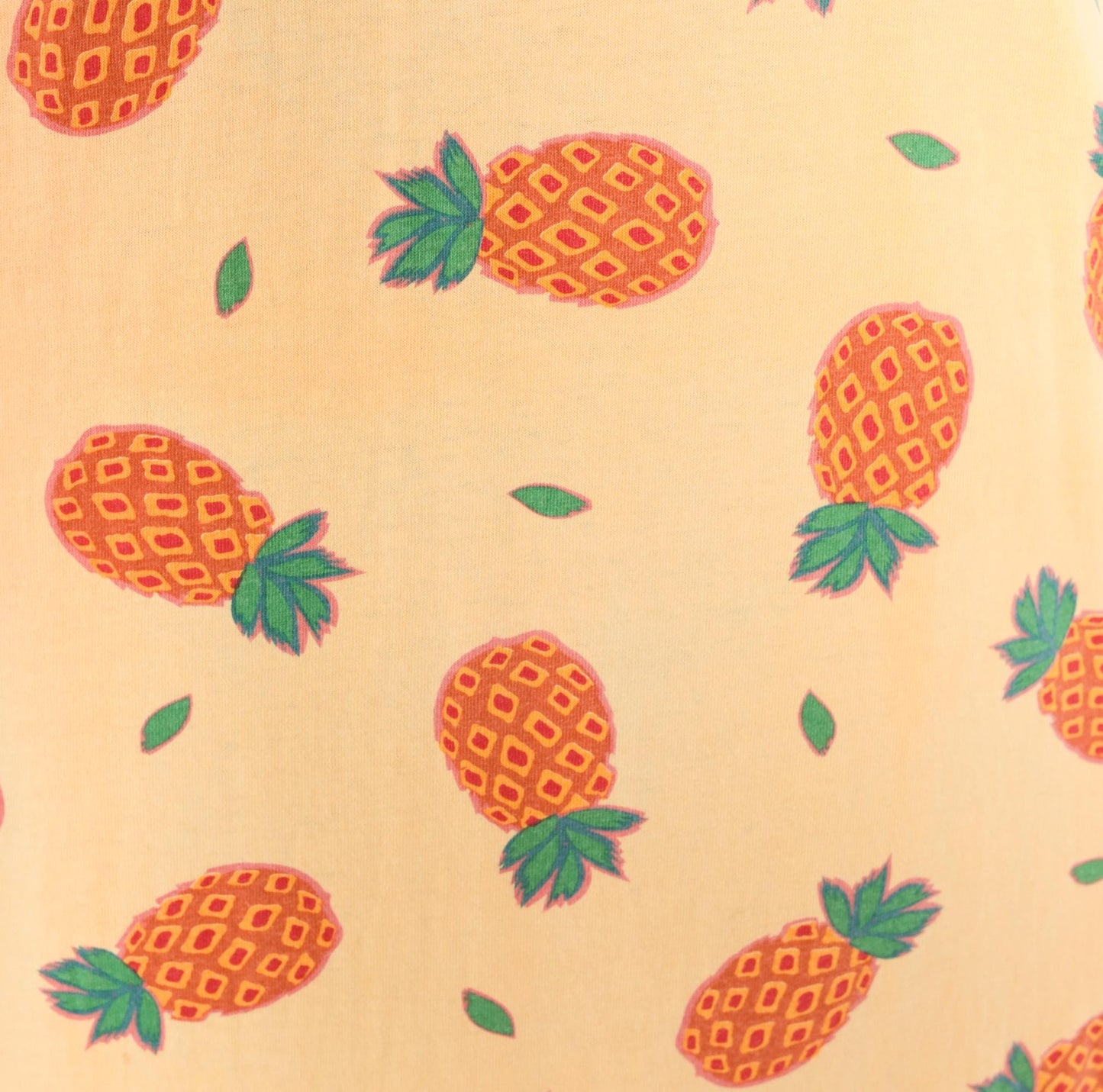 90s Zip Code Pineapple Print Maxi Dress Yellow Cotton Sleeveless Small