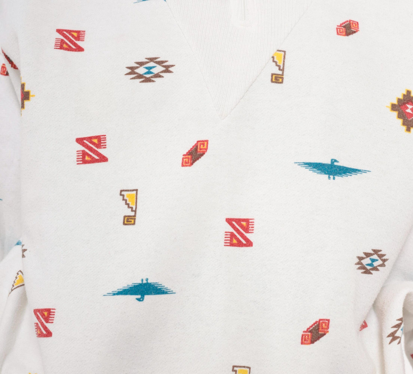90s Steppingstones Southwestern Quarter-Zip Pullover White Thunderbird Large L