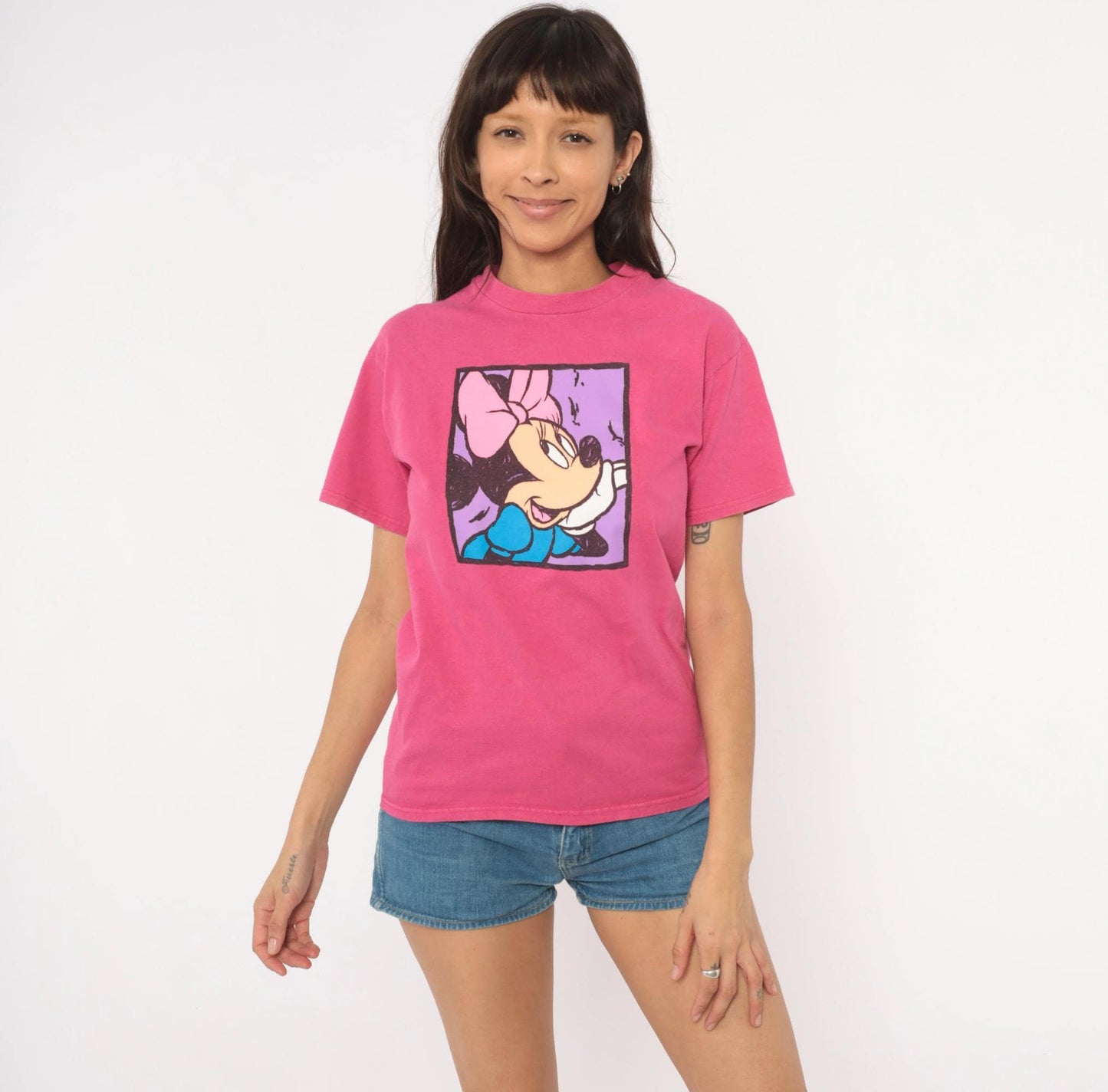 90s Minnie Mouse Disney Store Graphic Tee Pink Cotton Extra Small XS