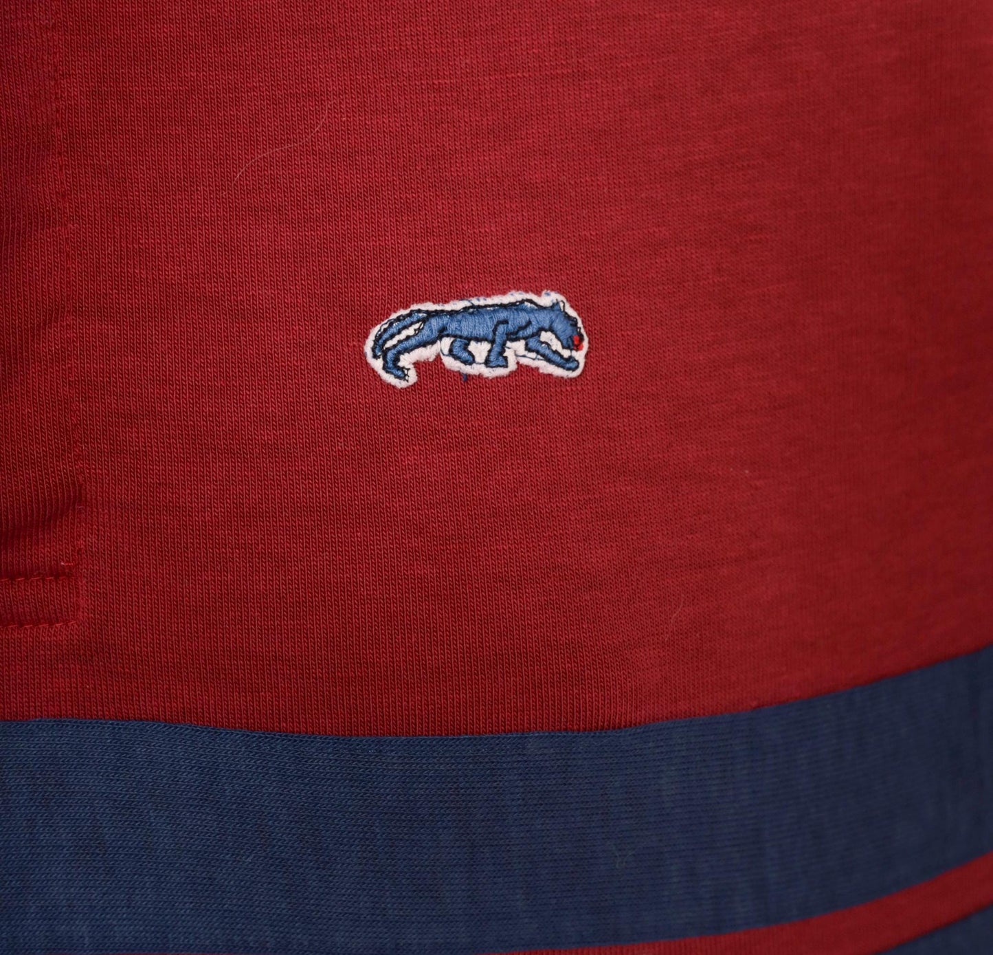 80s Burgundy Navy Stripe Cropped Rugby Polo Cotton Small Medium