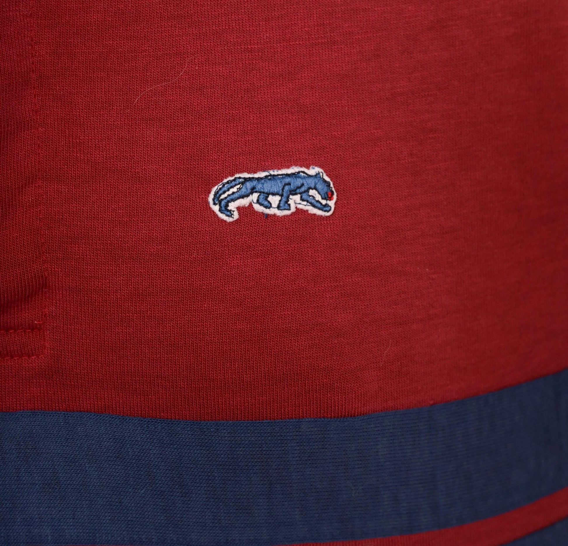 80s Burgundy Navy Stripe Cropped Rugby Polo Cotton Small Medium