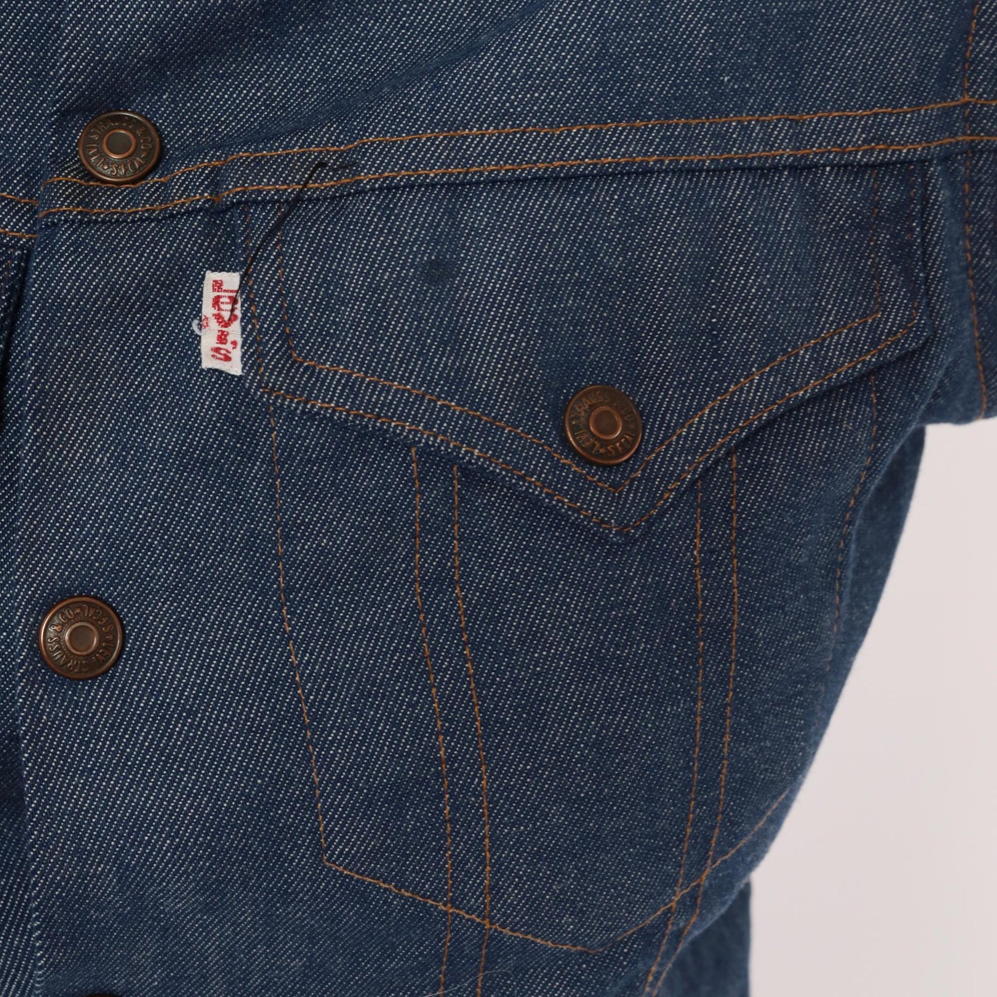 80s Levi's Denim Trucker Jacket Dark Indigo Snap Button Cropped Extra Small XS