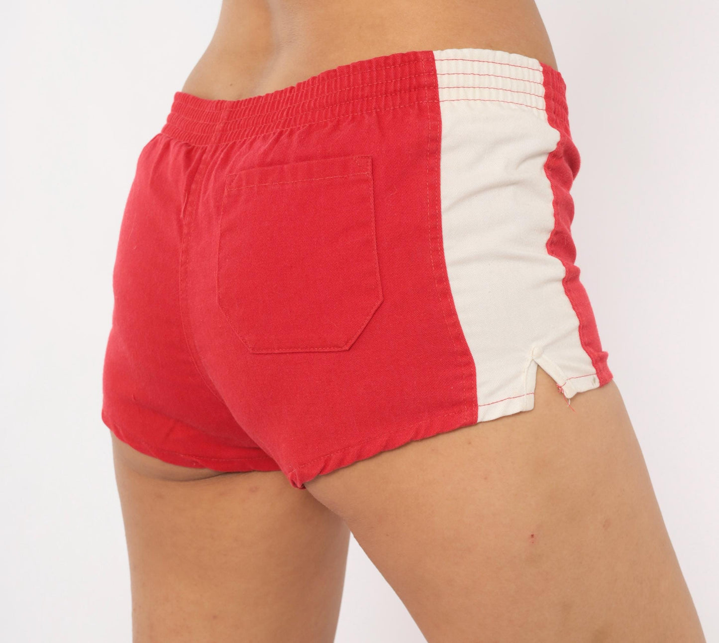80s Nike Running Shorts Red White Stripe Cotton Athletic Extra Small XS