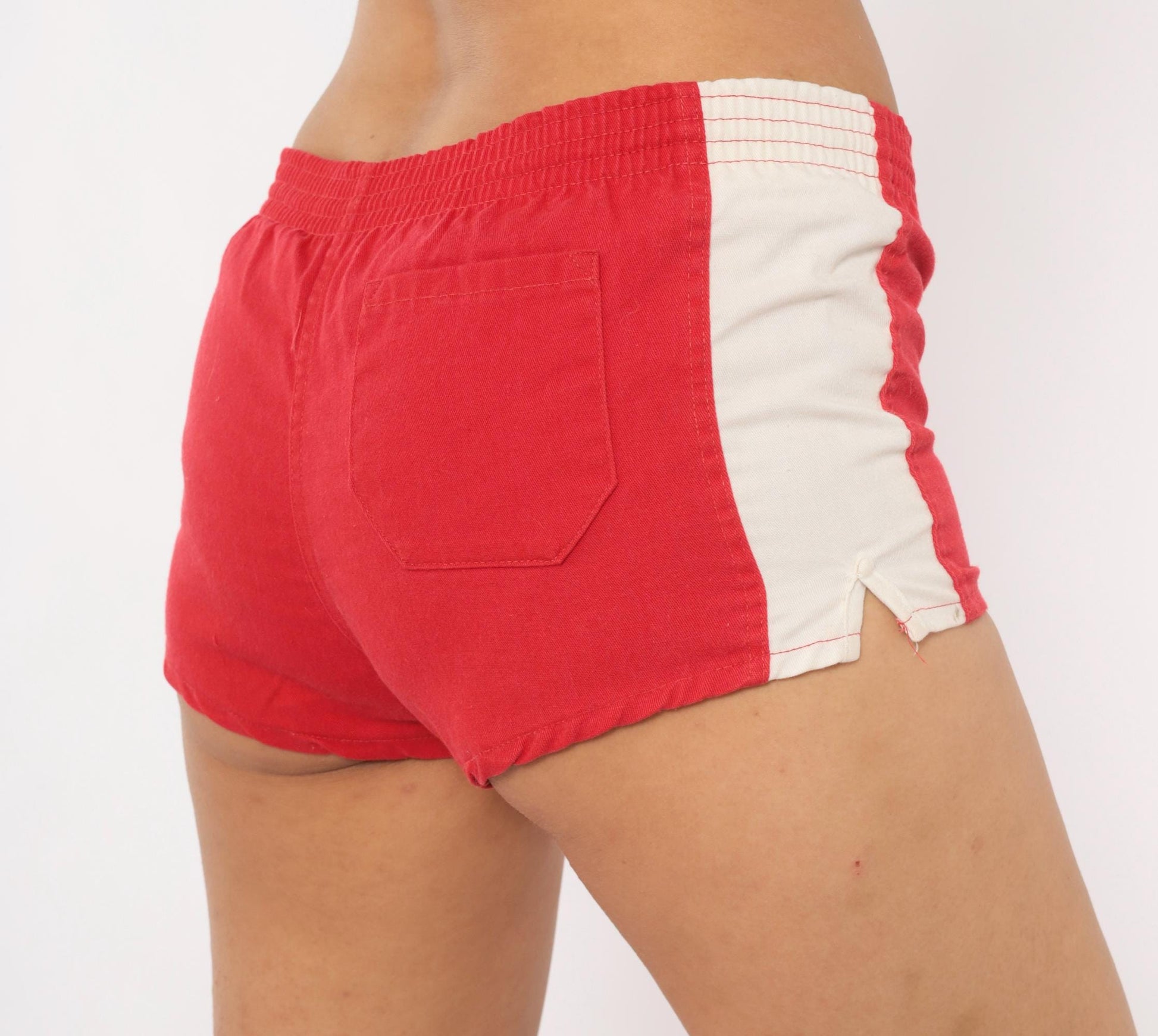80s Nike Running Shorts Red White Stripe Cotton Athletic Extra Small XS