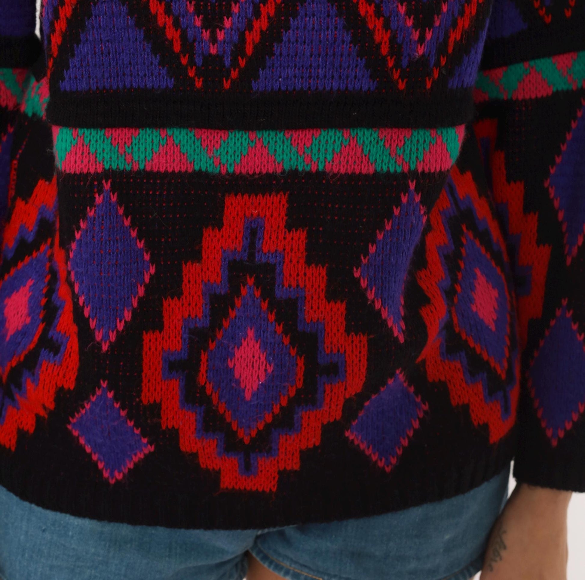90s Croquet Club Southwestern Geometric Knit Pullover Small S