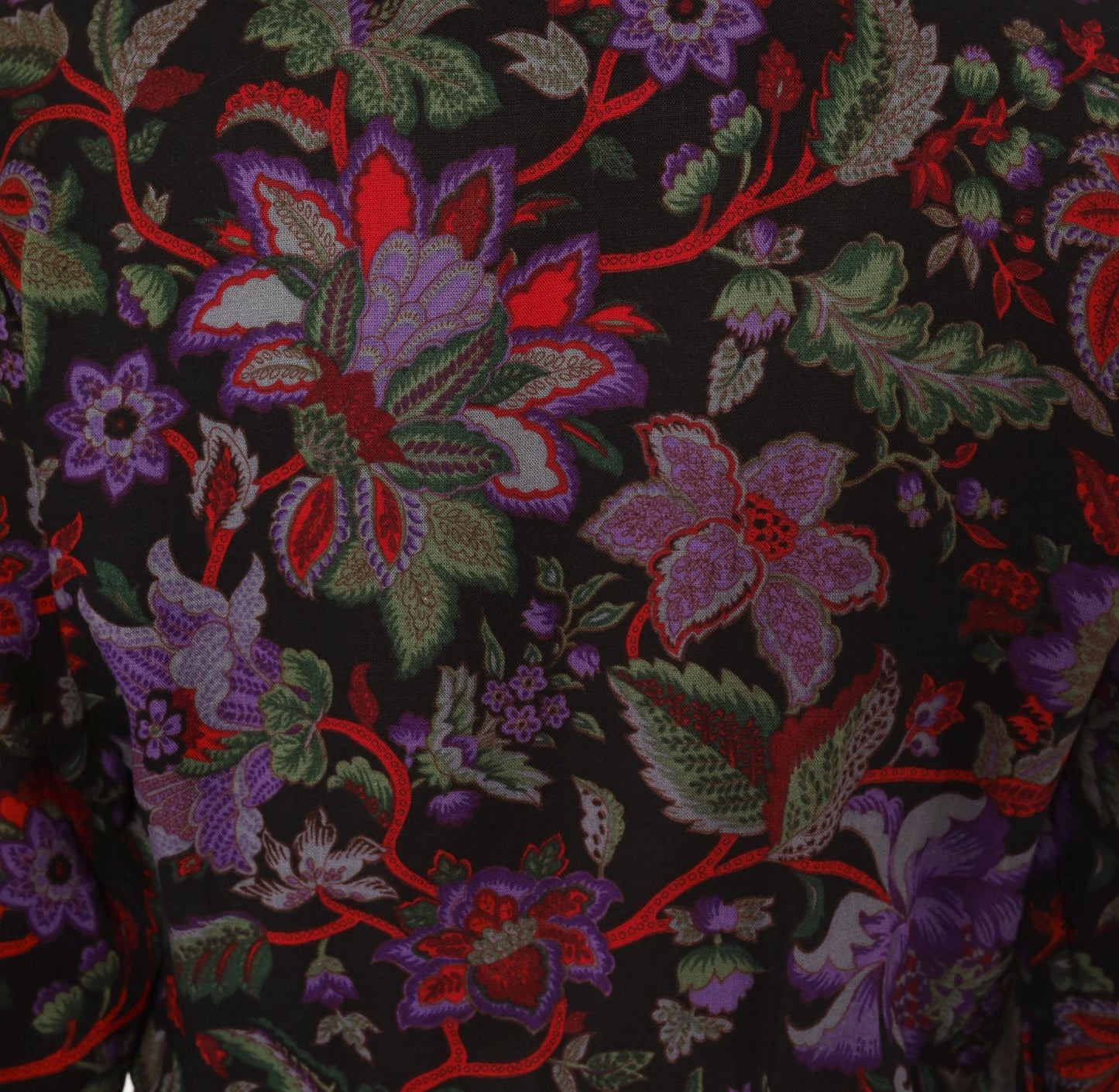 90s Breli Originals Floral Wrap Dress V Neck Long Sleeve Black Purple Small