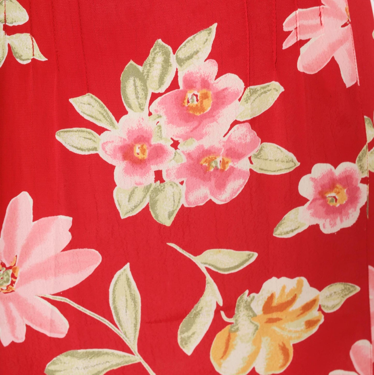 90s White Stag Red Floral Maxi Dress Sleeveless V-Neck Lace Trim Large L
