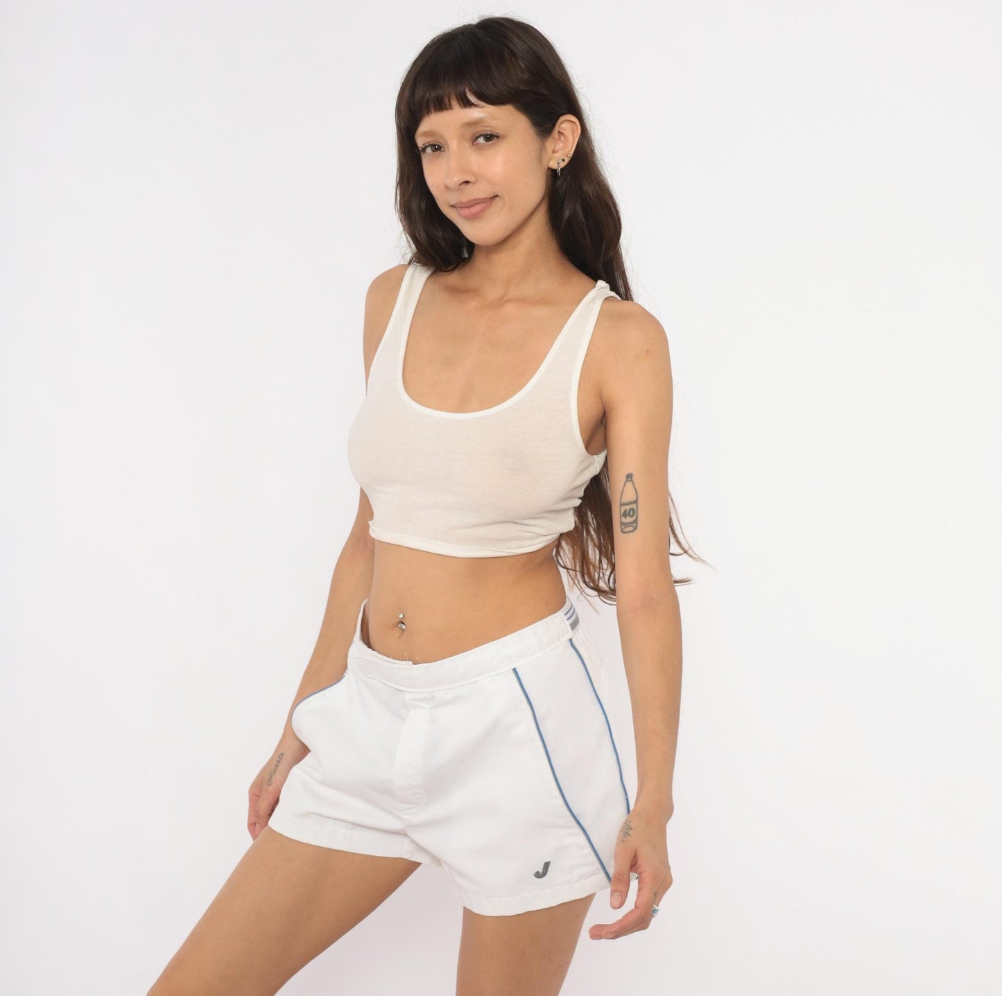 80s Jantzen Tennis Shorts White Cobalt Piping Athletic Medium