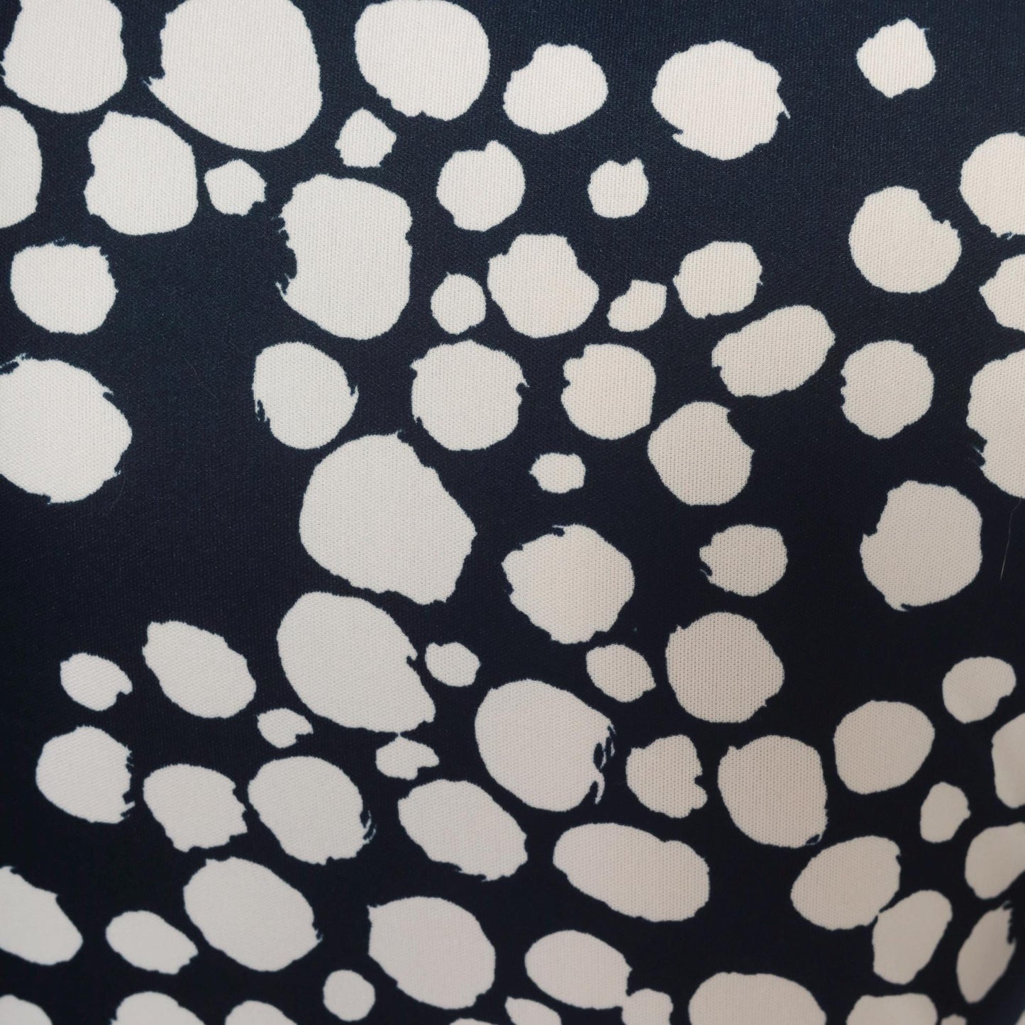 70s Gail Gray Navy Polka Dot Wrap Dress V Neck Button Front Knee Length Extra Small XS