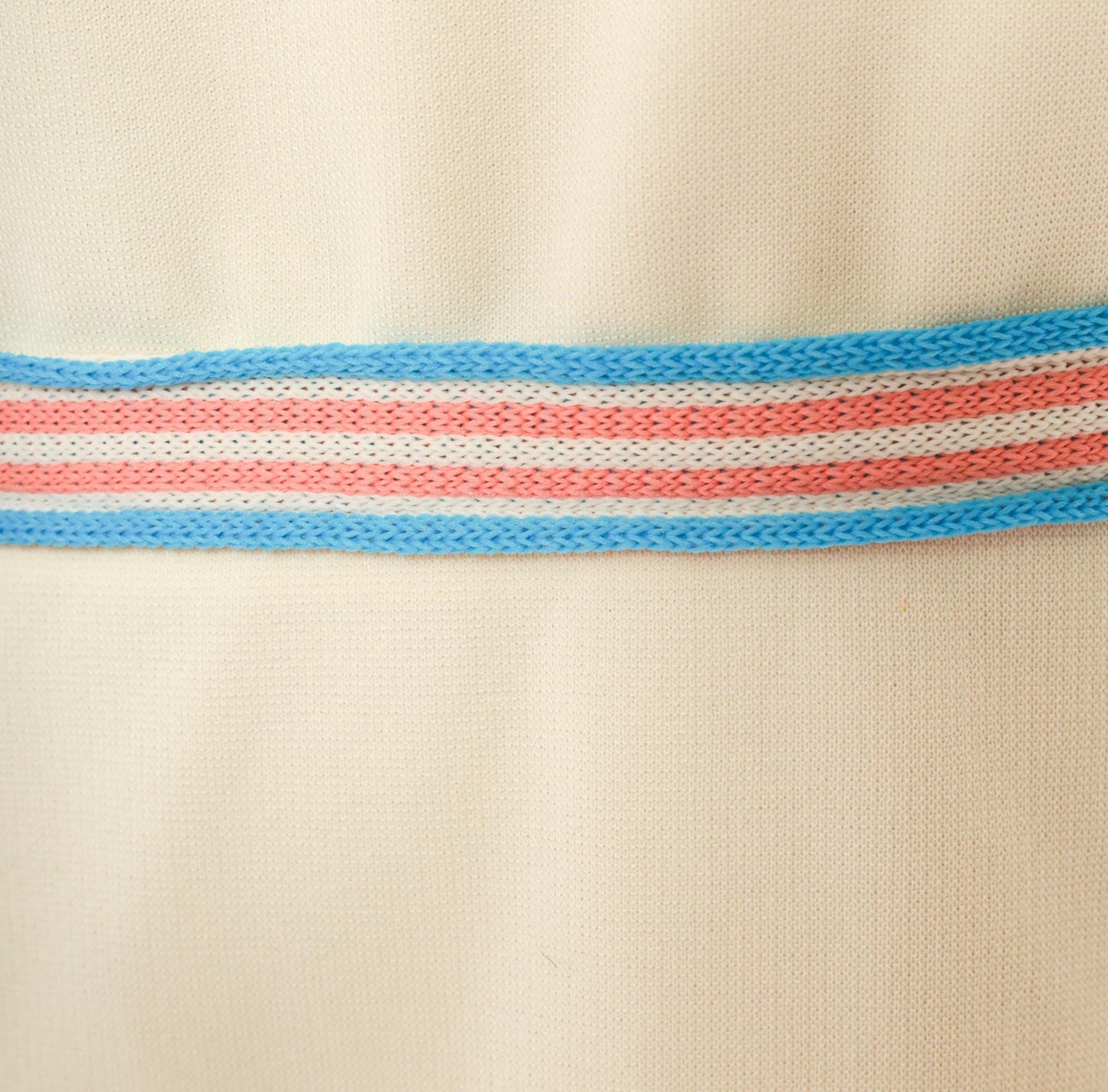 70s Cream Sleeveless Mini Dress Striped Waistband Tennis Style Shift Large L