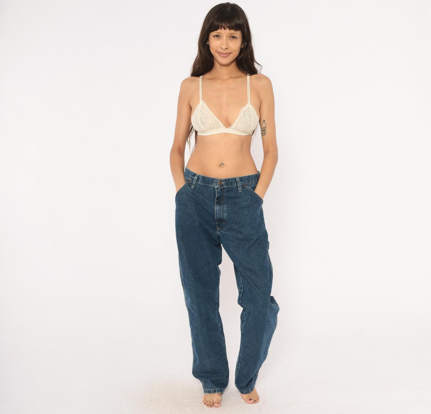 Y2K Wrangler Carpenter Jeans Navy Denim Straight Leg 34x32 Large