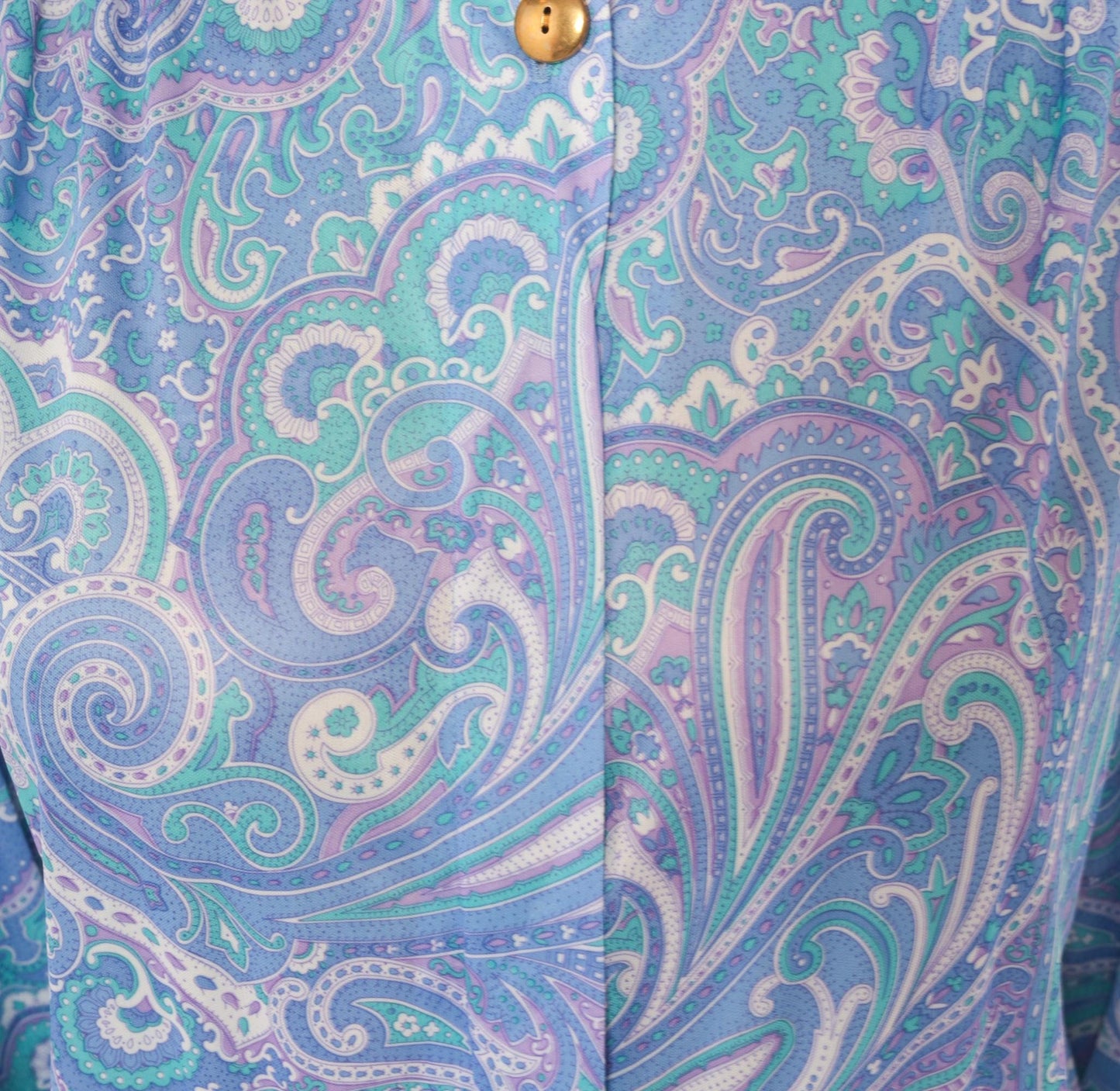 90s Blair Paisley Midi Dress Periwinkle Purple Teal Swirl Print Medium M